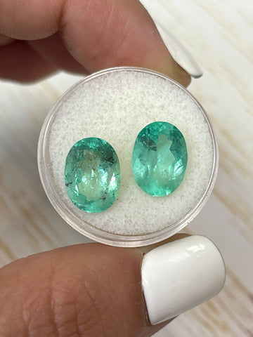 Pair of 7.43 Total Carat Weight Loose Oval-Cut Colombian Emeralds