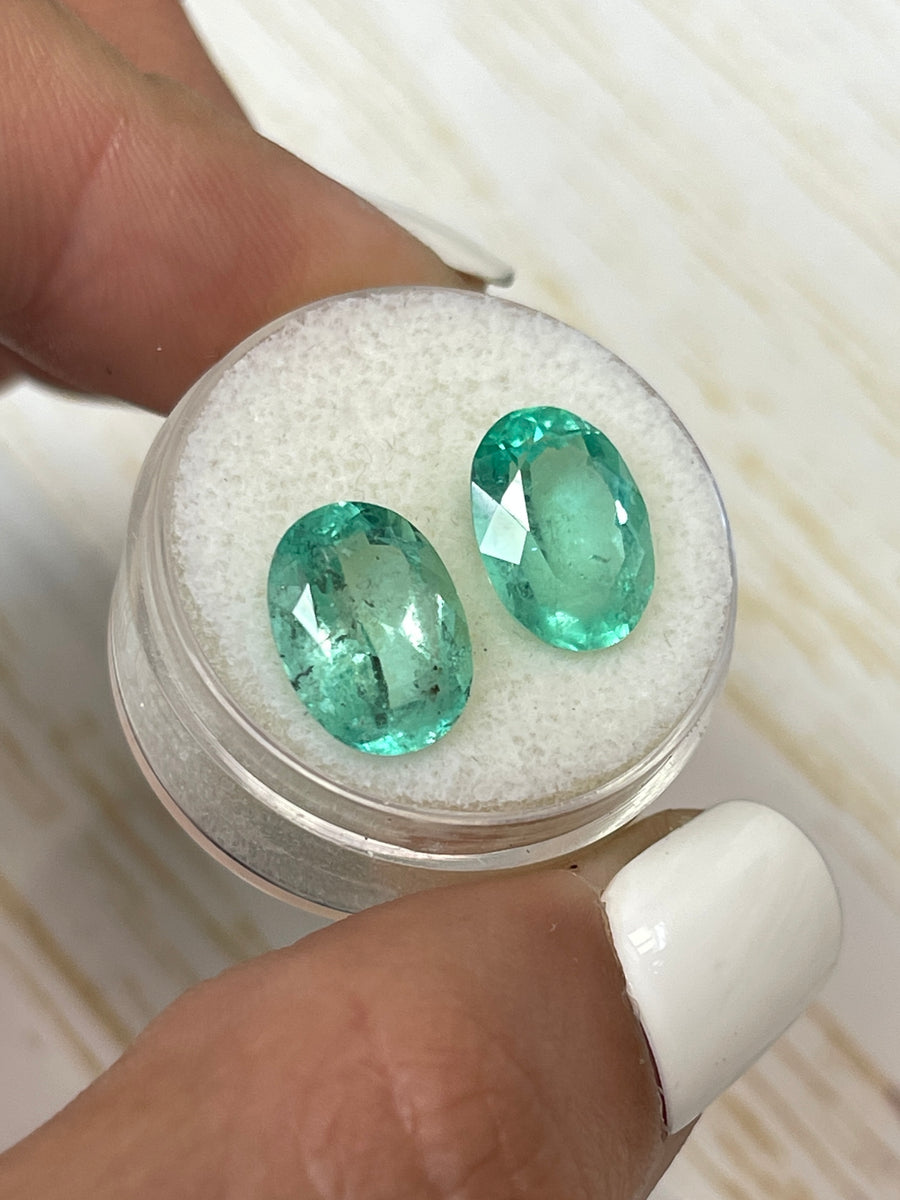Two Oval Colombian Emeralds - 7.43 Total Carats - Loose Gemstones
