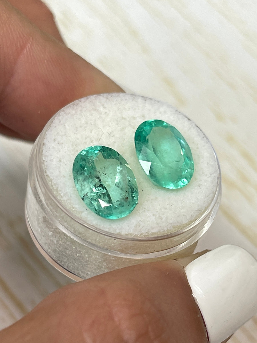 12x9mm Matching Oval Colombian Emeralds - Total 7.43 Carats