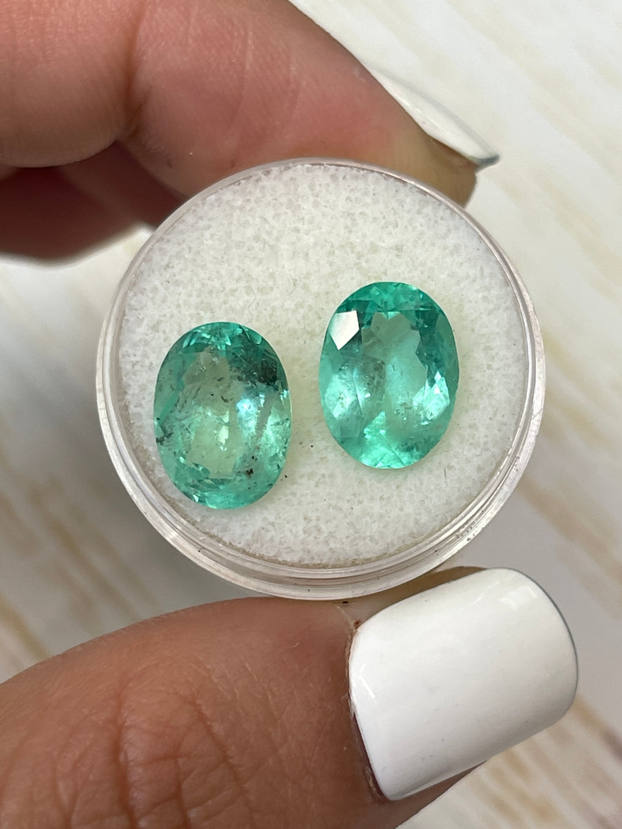 Loose Colombian Emeralds - 12x9mm, 7.43 Carats Each, Matched Set