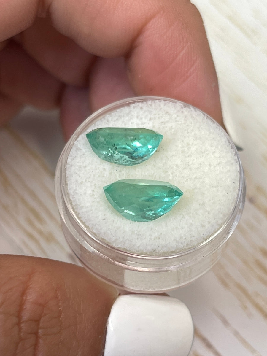 Gemstone Duo: 7.43 Carat Oval Colombian Emeralds - Loose Gems