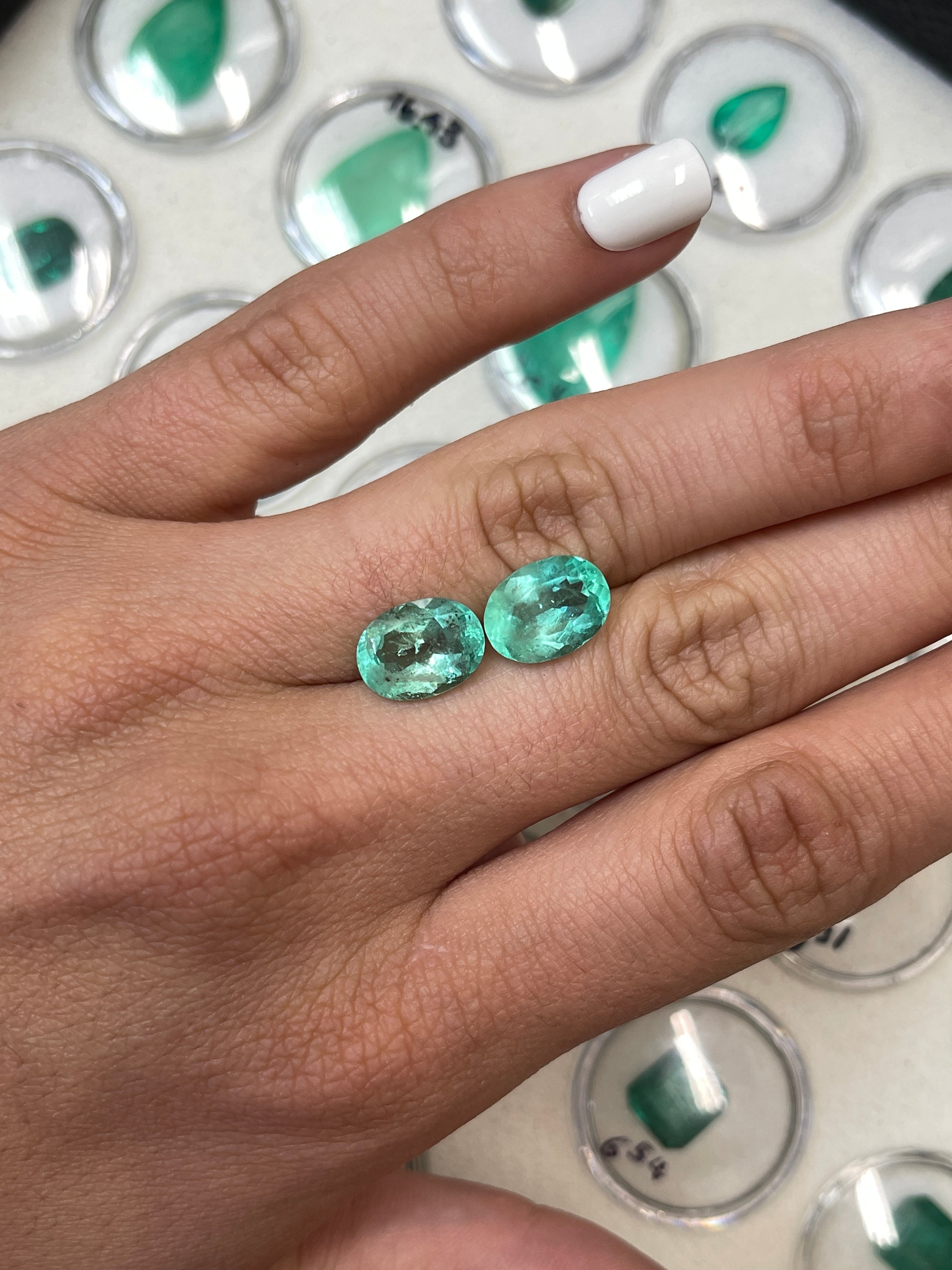 7.43tcw 12x9 Matching Loose Colombian Emeralds-Oval Cut - JR Colombian Emeralds