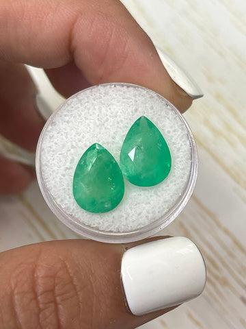 7.62 Total Carat Weight Pear-Cut Loose Colombian Emeralds in Natural Earthy Hues