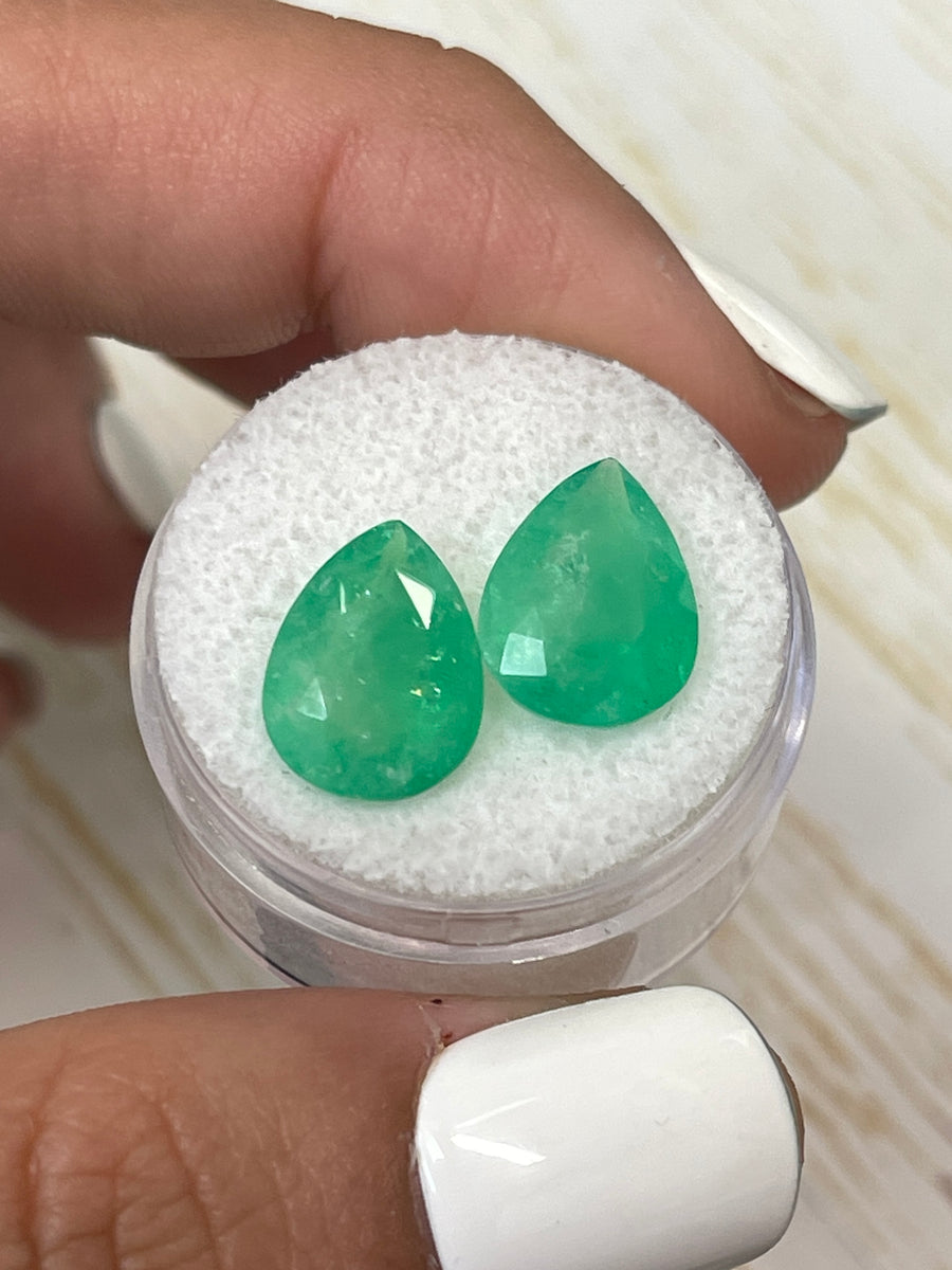 Gorgeous Pear-Shaped Colombian Emeralds - 7.62 Carats in Earthy Shades