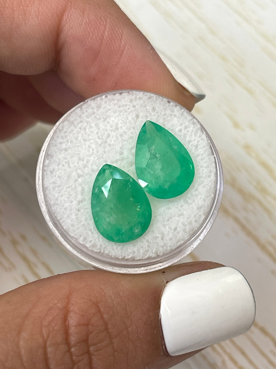 Earth-Toned Pear-Cut Colombian Emeralds - 7.62tcw, Perfect for Custom Jewelry