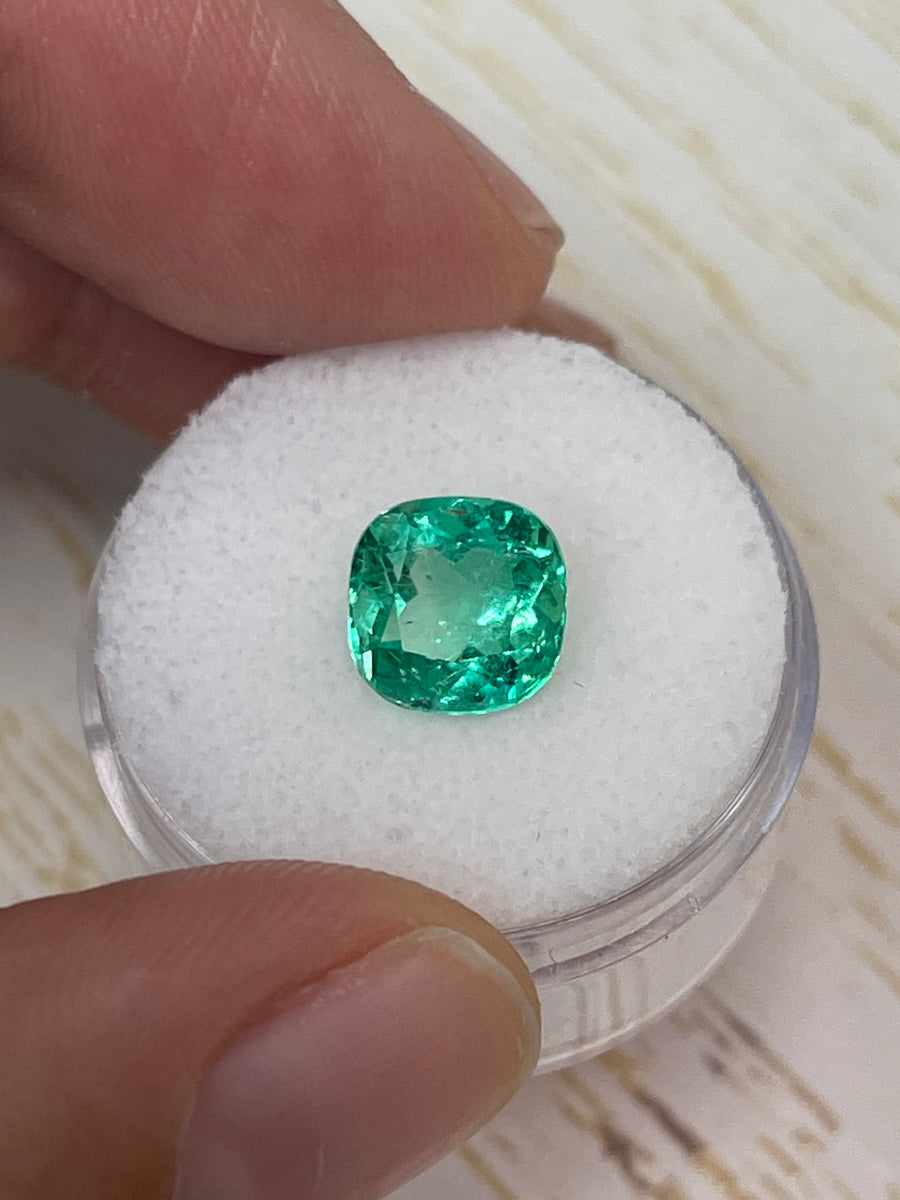 Cushion-Cut Colombian Emerald - 2.62 Carats - 8.5x8.5 Dimensions