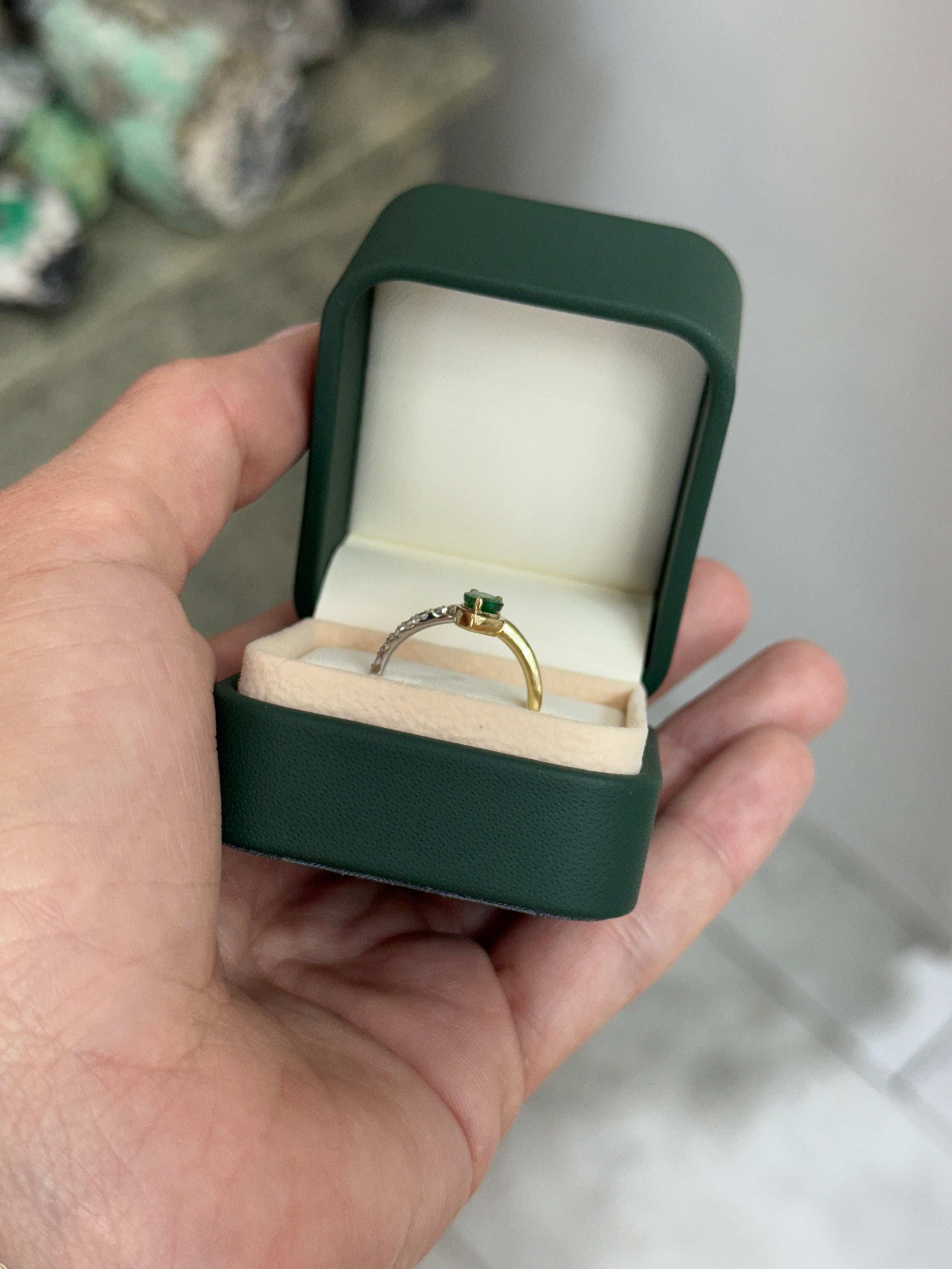 Serpent Pear Cut Emerald & Diamond Accent Bypass Ring 14K/PLAT