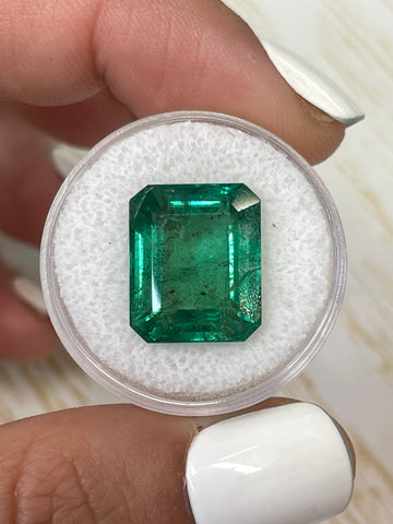 11.54 Carat 15x12.5 HUGE Vibrant Green Natural Loose Zambian- Emerald Cut