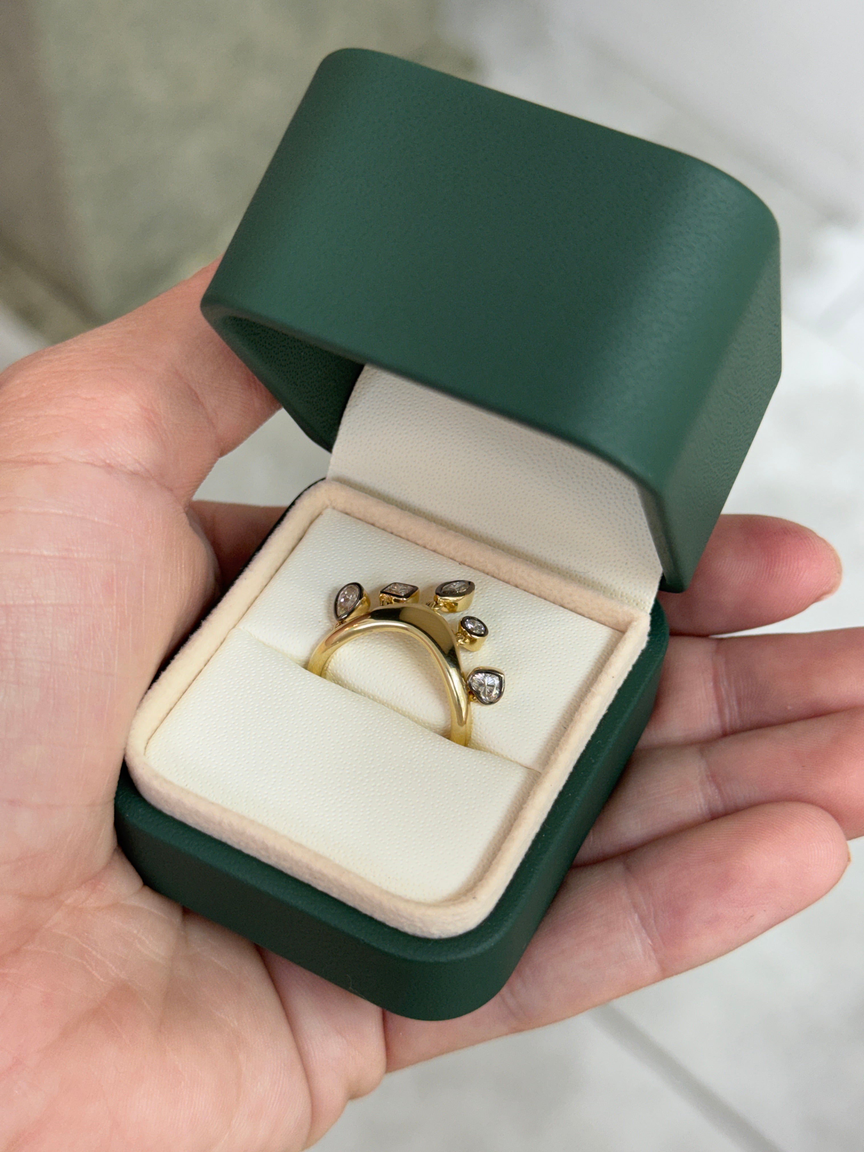 Custom Curve Multi Shape Diamond Dancing Wedding Band 14K