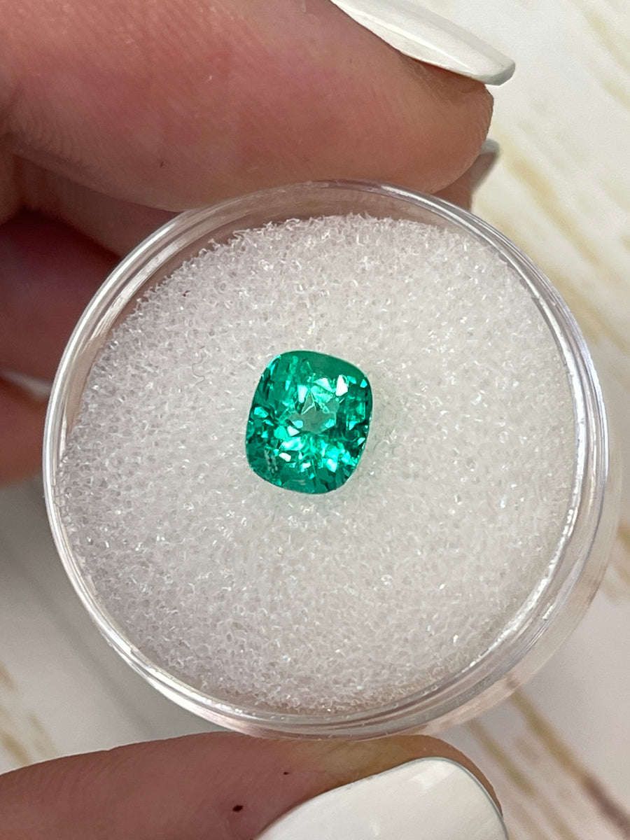 Natural Loose Colombian Emerald - Cushion Cut - 1.39 Carat