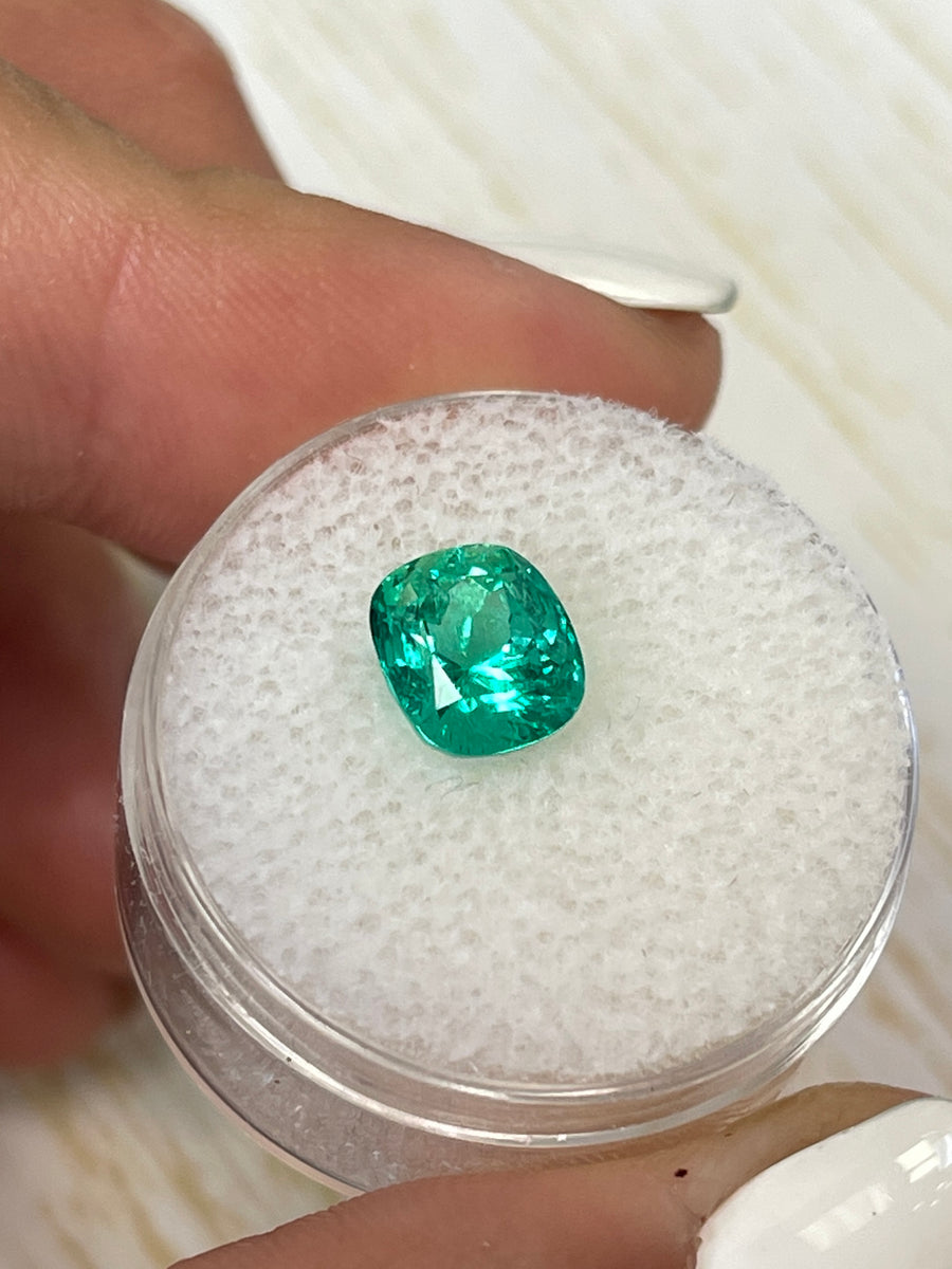 2.14 Carat Vivid Bluish Green Emerald - Loose Colombian Gemstone