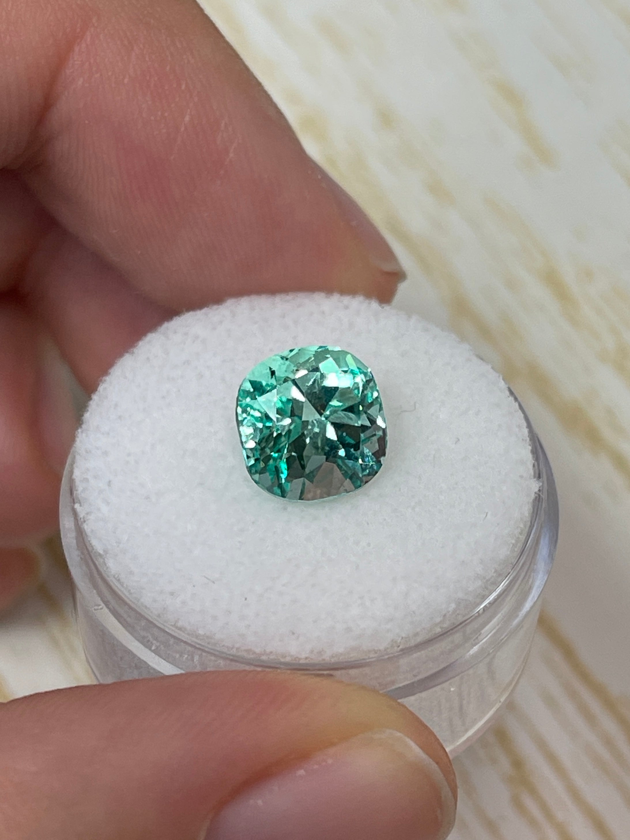 9x9 Cushion Cut Colombian Emerald - 3.31 Carat - Stunning Light Green Gem