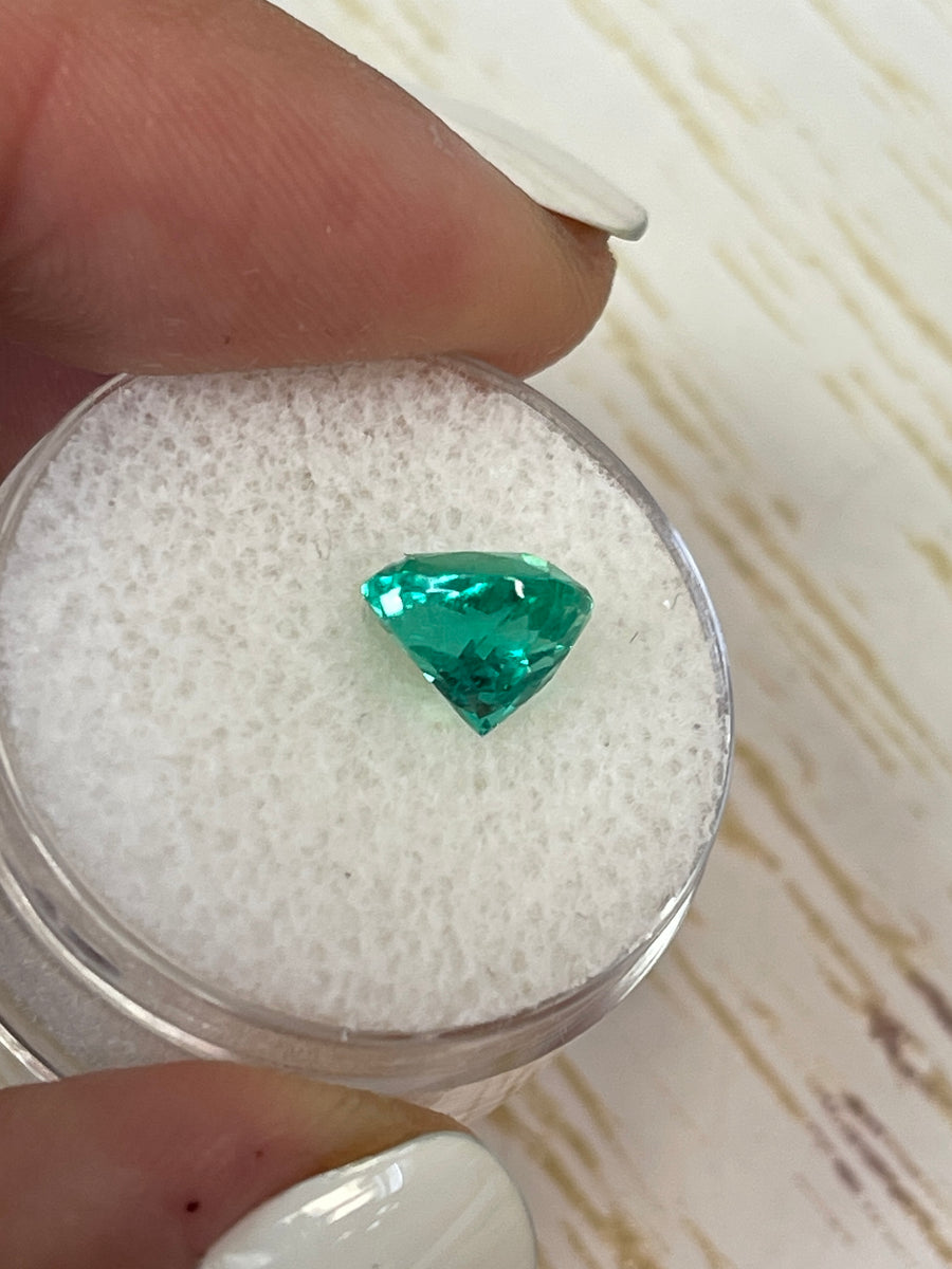2.14 Carat Cushion Cut Colombian Emerald - Stunning Bluish Green Color