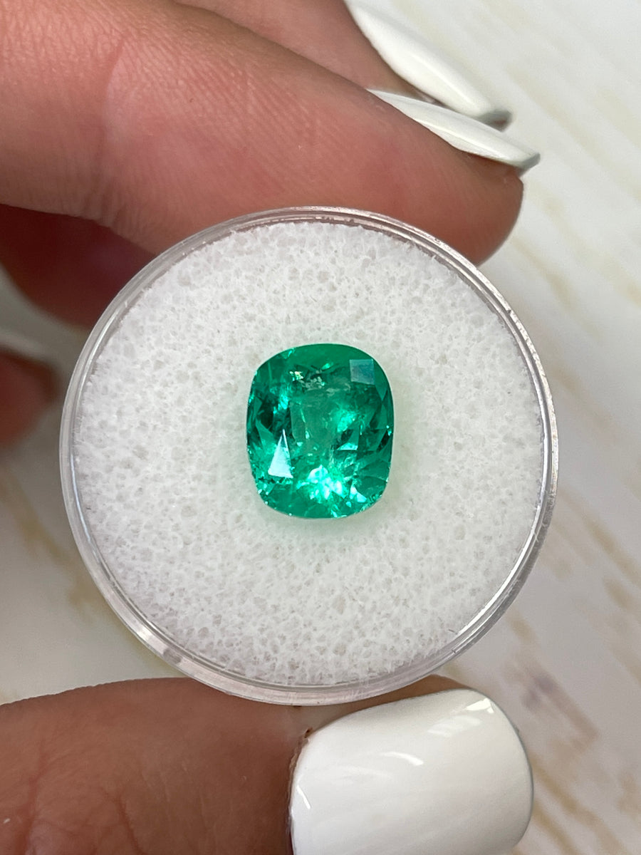10x8.5 Cushion Cut Colombian Emerald - 3.60 Carat Stunning Green Gem