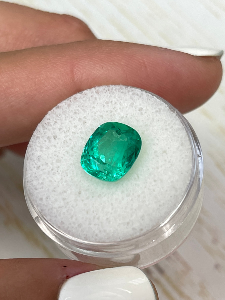 Emerald Gemstone - 3.60 Carat, Vibrant Green, Cushion Cut
