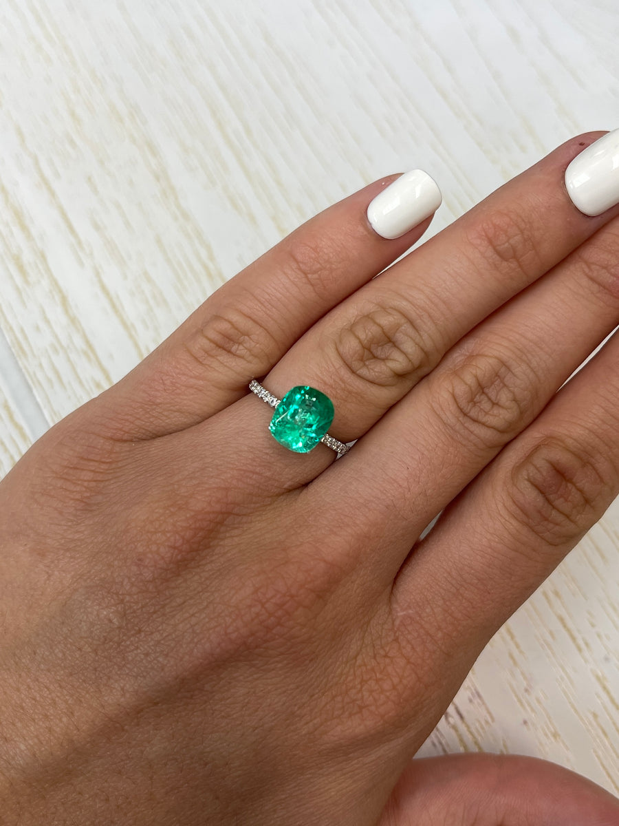 3.60 Carat Loose Colombian Emerald - Gorgeous Green Cushion Stone