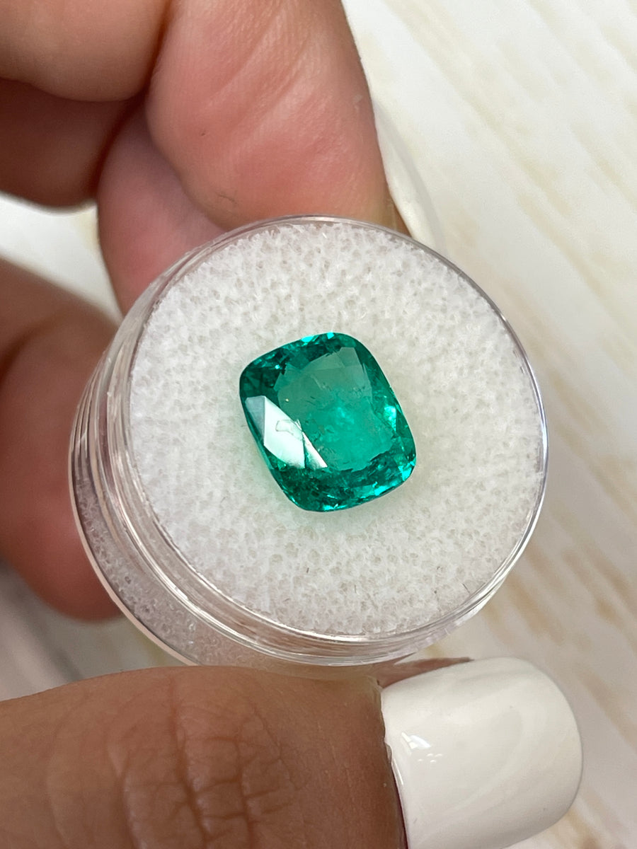 Fine Bluish Green Colombian Emerald - 11x9.5mm Cushion-Cut Jewel