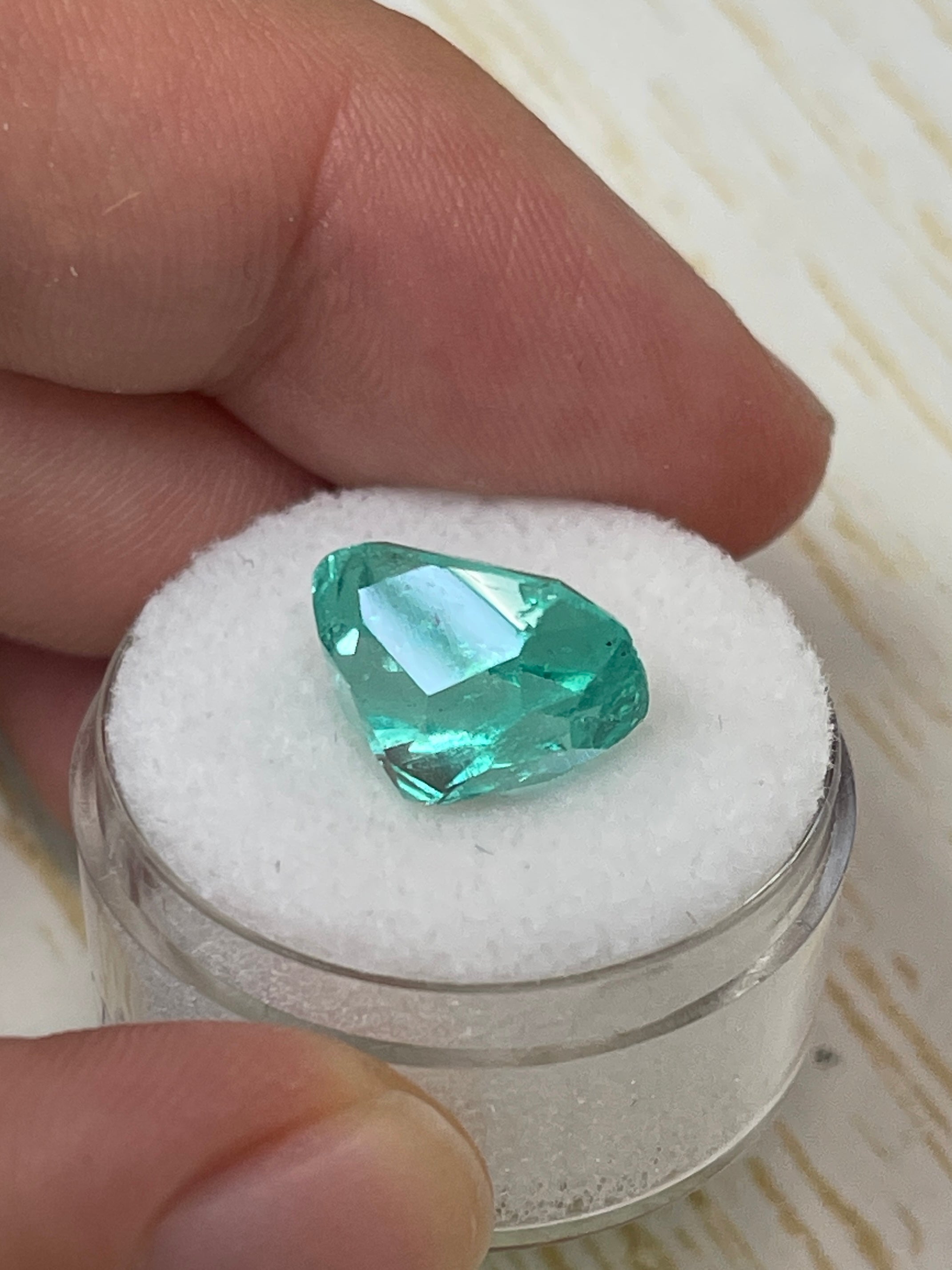 13x11 Cushion-Cut Colombian Emerald - 7.13 Carats - Striking Bluish Green Color