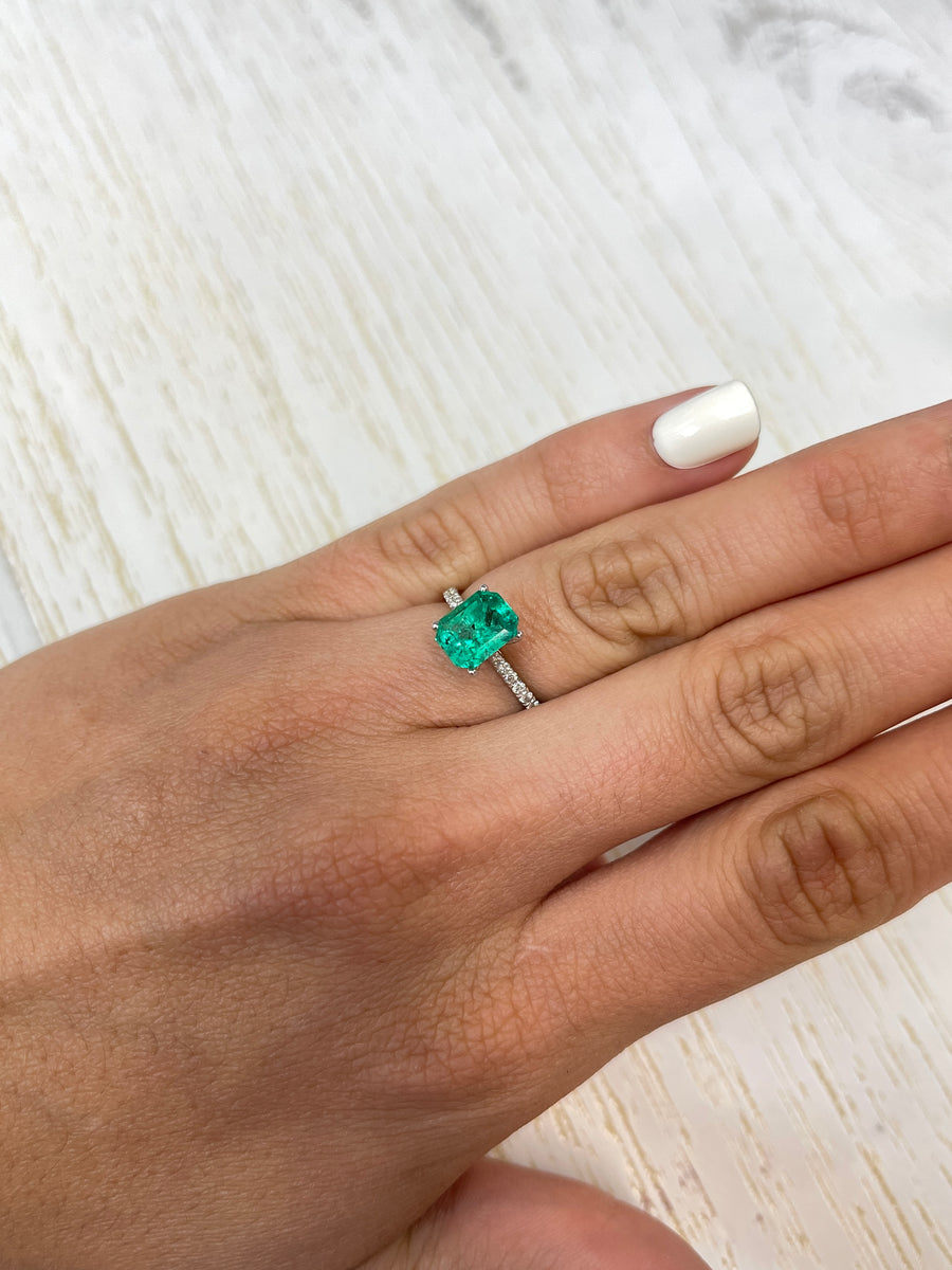 2.12 Carat Loose Colombian Emerald - Brilliant Bluish Green, Emerald Cut