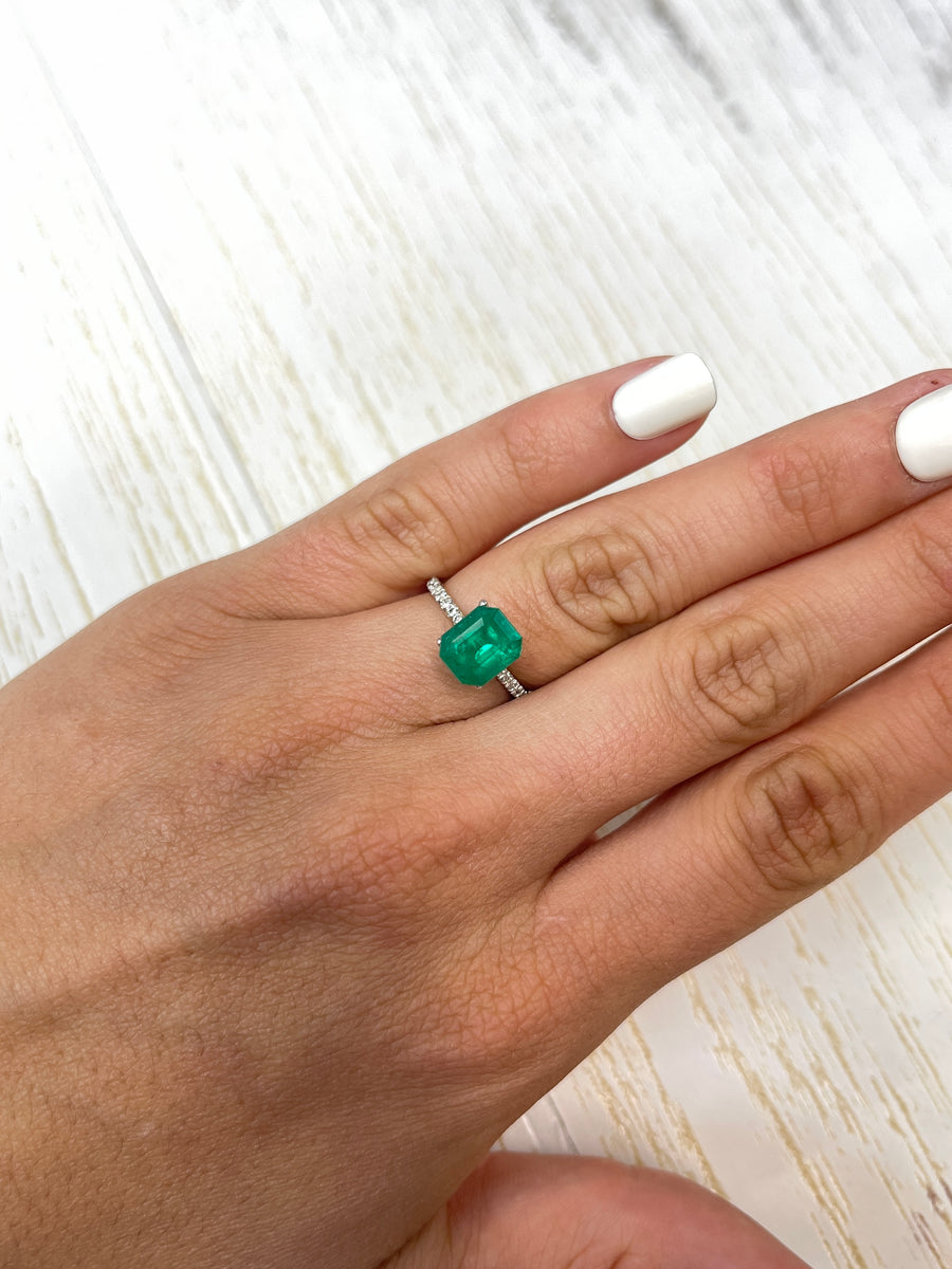 Emerald Cut Colombian Emerald - 2.74 Carat Deep Green Gemstone