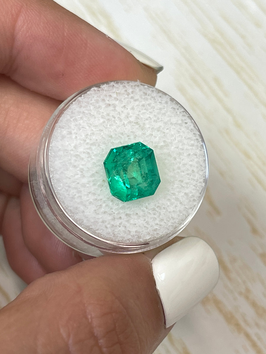 Genuine Colombian Emerald - Asscher Cut - 3.64 Carat Vivid Yellowish Gem