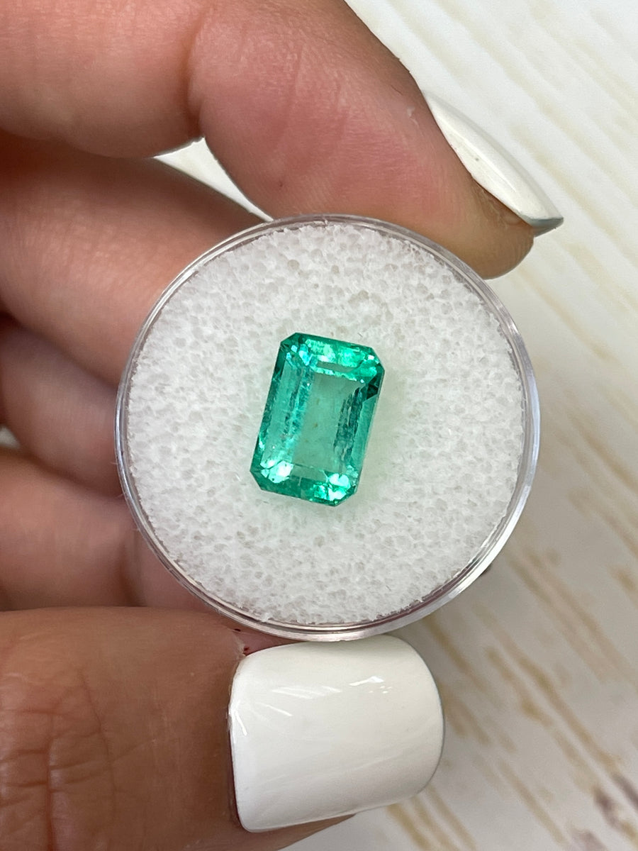 4.12 Carat Colombian Emerald - Elongated Emerald Cut in Soft Bluish-Green