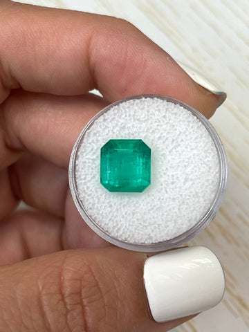 Asscher Cut 4.59 Carat Colombian Emerald in Deep Bluish Green