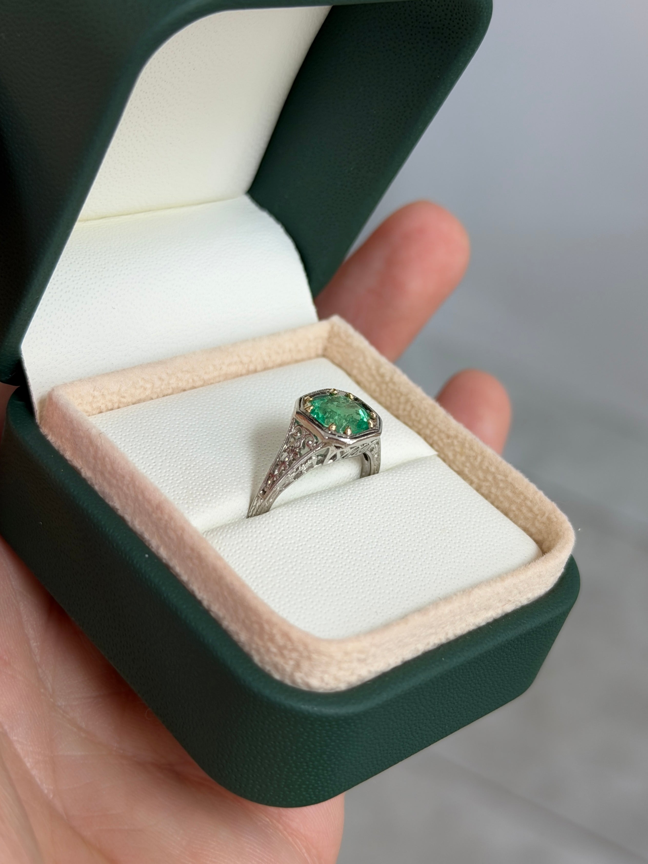 2.20 Carat Art Nouveau Engagement Ring Revival 18K & Platinum Solitaire