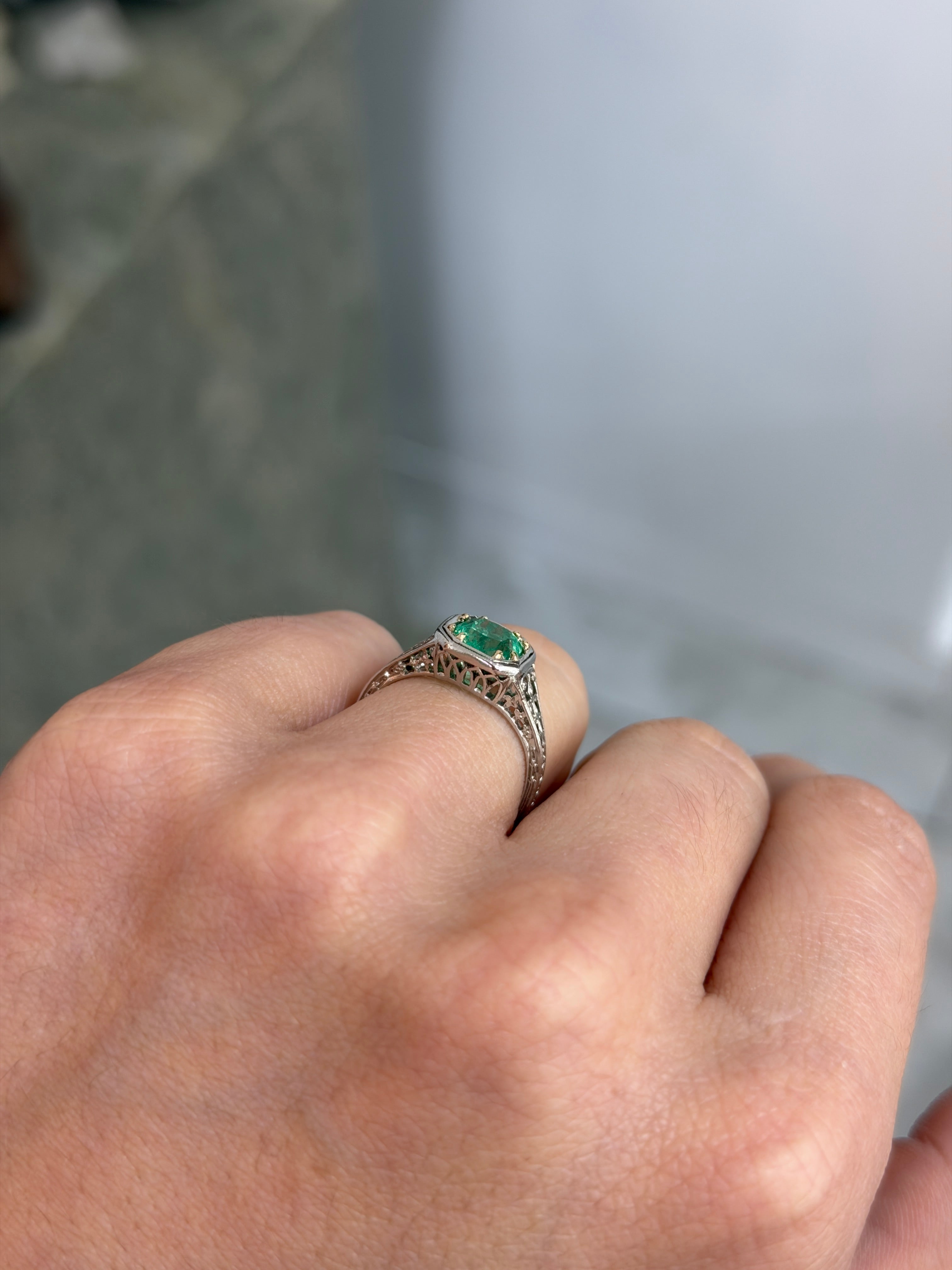 2.20 Carat Art Nouveau Engagement Ring Revival 18K & Platinum Solitaire