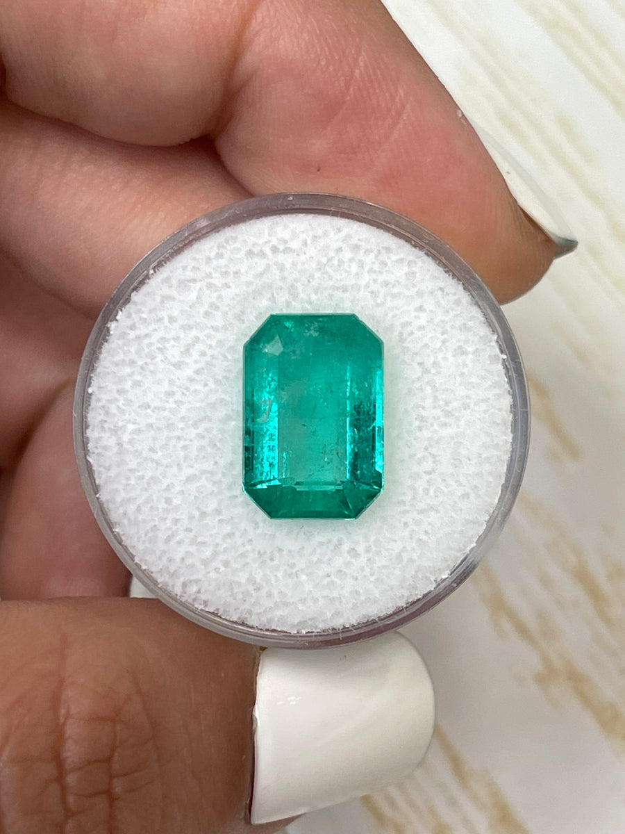 High-Quality 4.89 Carat Natural Green Emerald Cut Gemstone