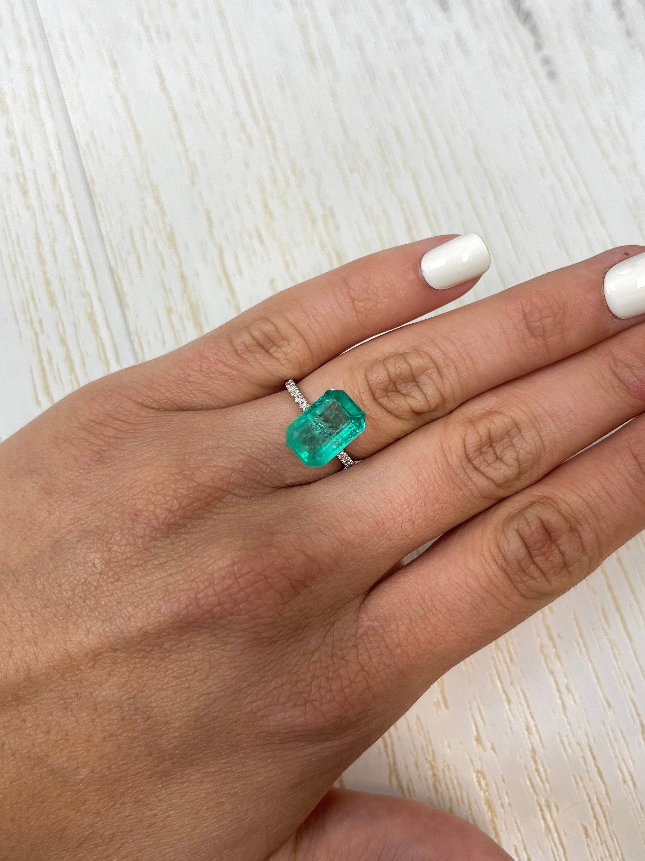 Gorgeous 4.89 Carat Loose Emerald Cut Gem - Green Hue