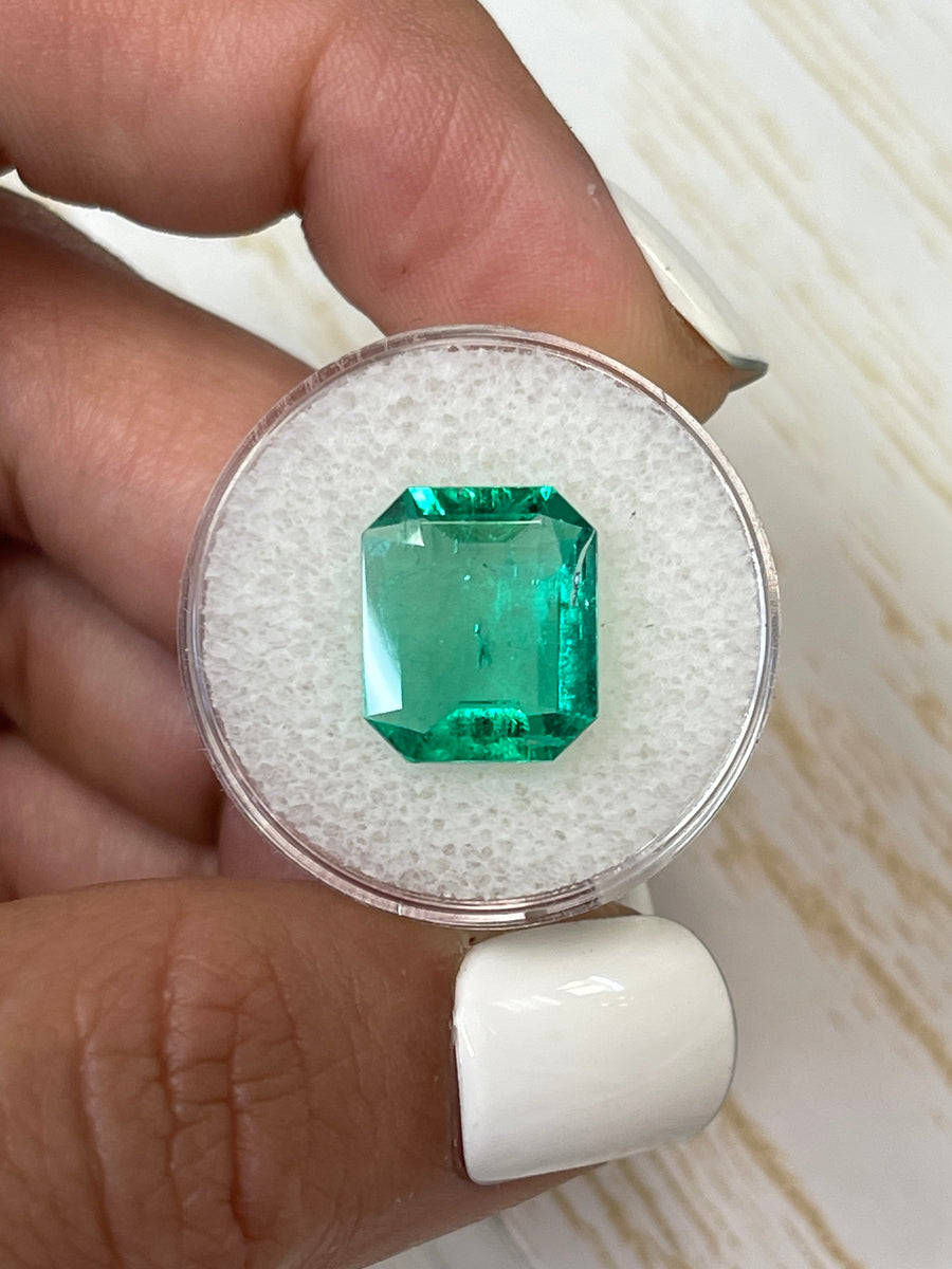 5.15 Carat Spready Green Emerald Cut Gem - Colombian Emerald