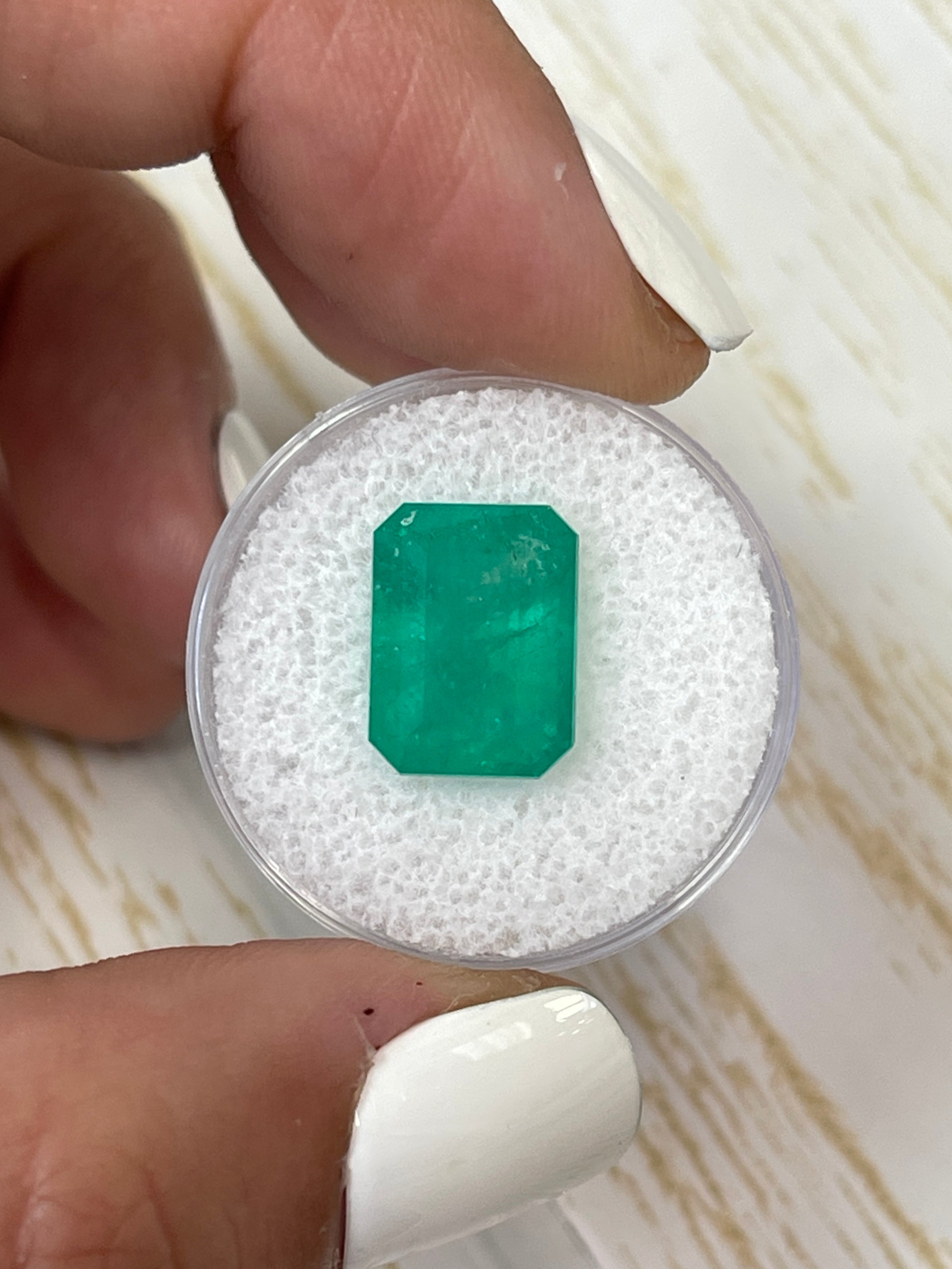 6.47 Carat Colombian Emerald: Earthy Deep Green Emerald Cut Gem