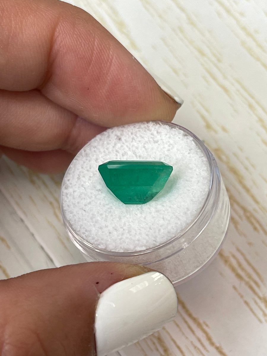 Deep Green Earthy Emerald Cut: 6.47 Carat Colombian Emerald