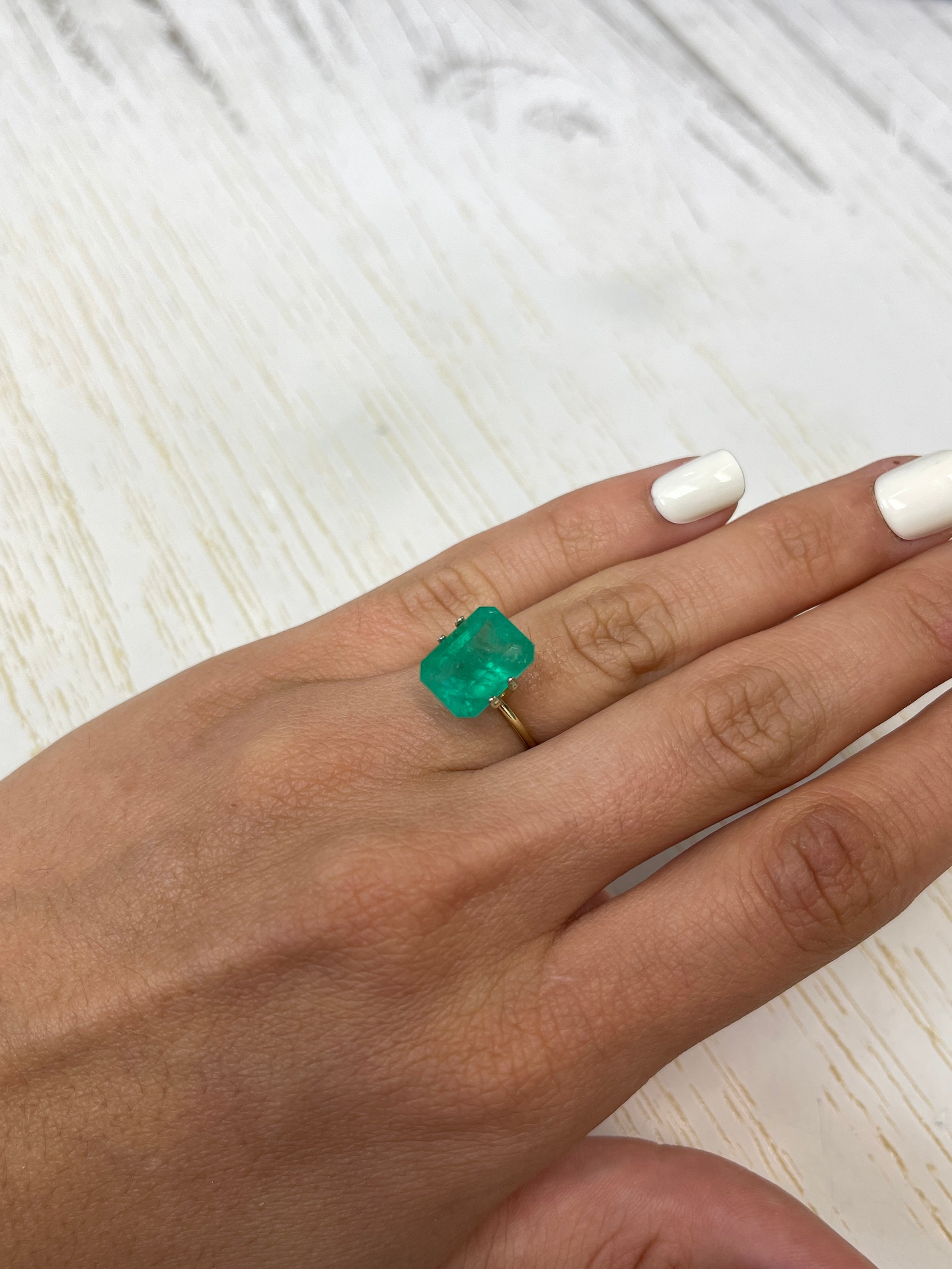 Colombian Emerald - 6.47 Carat Earthy Green, Emerald Cut Stone