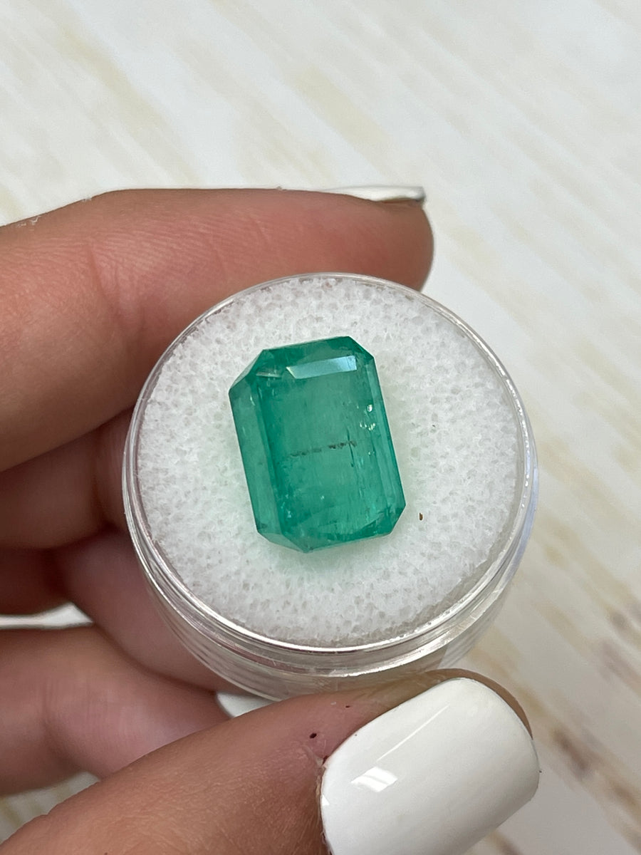 10.03 Carat Natural Brick-Hued 14x10 Colombian Emerald, Emerald Cut