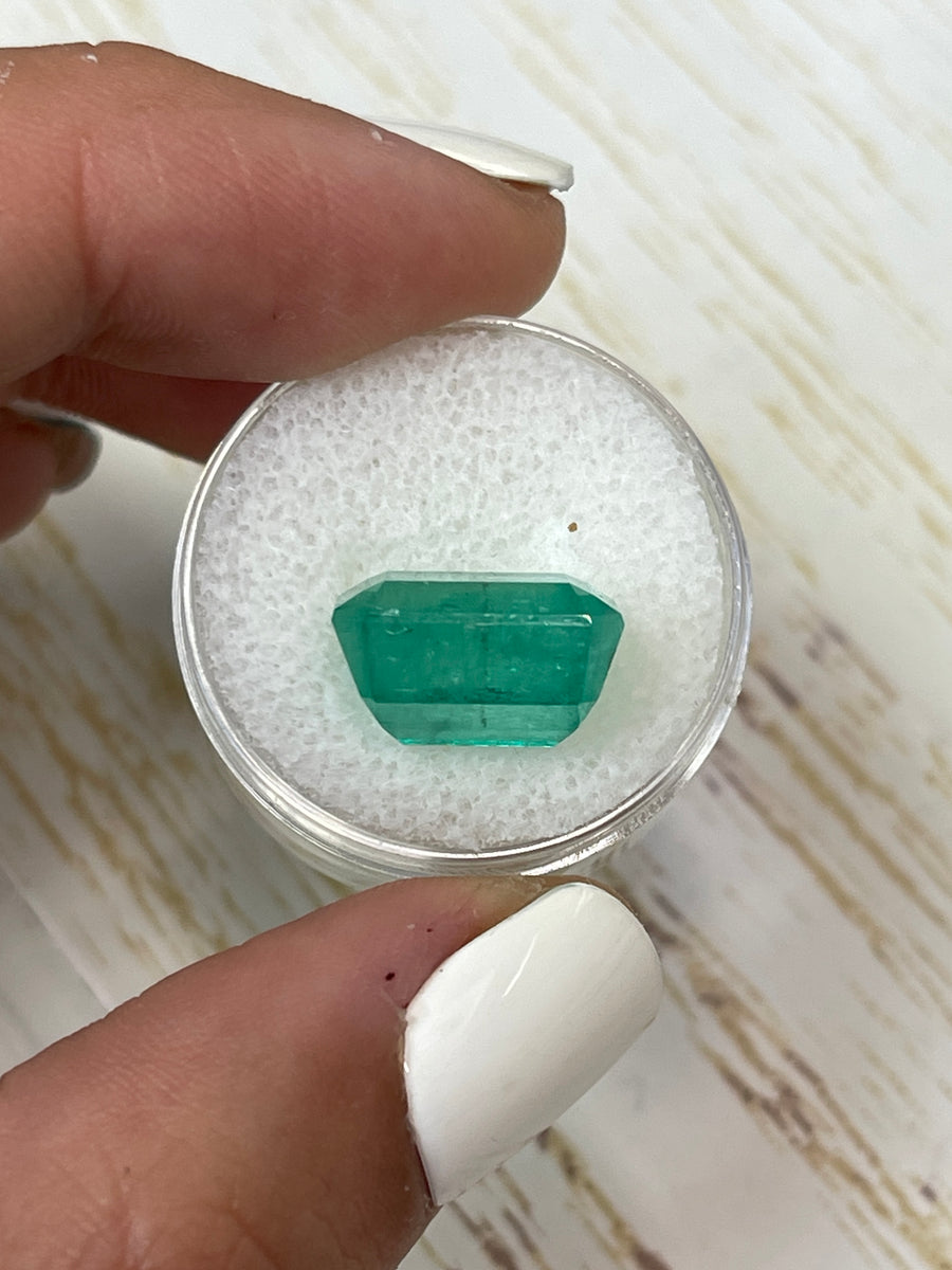 10.03 Carat Loose Colombian Emerald, Brick Green Shade, Emerald Cut 14x10