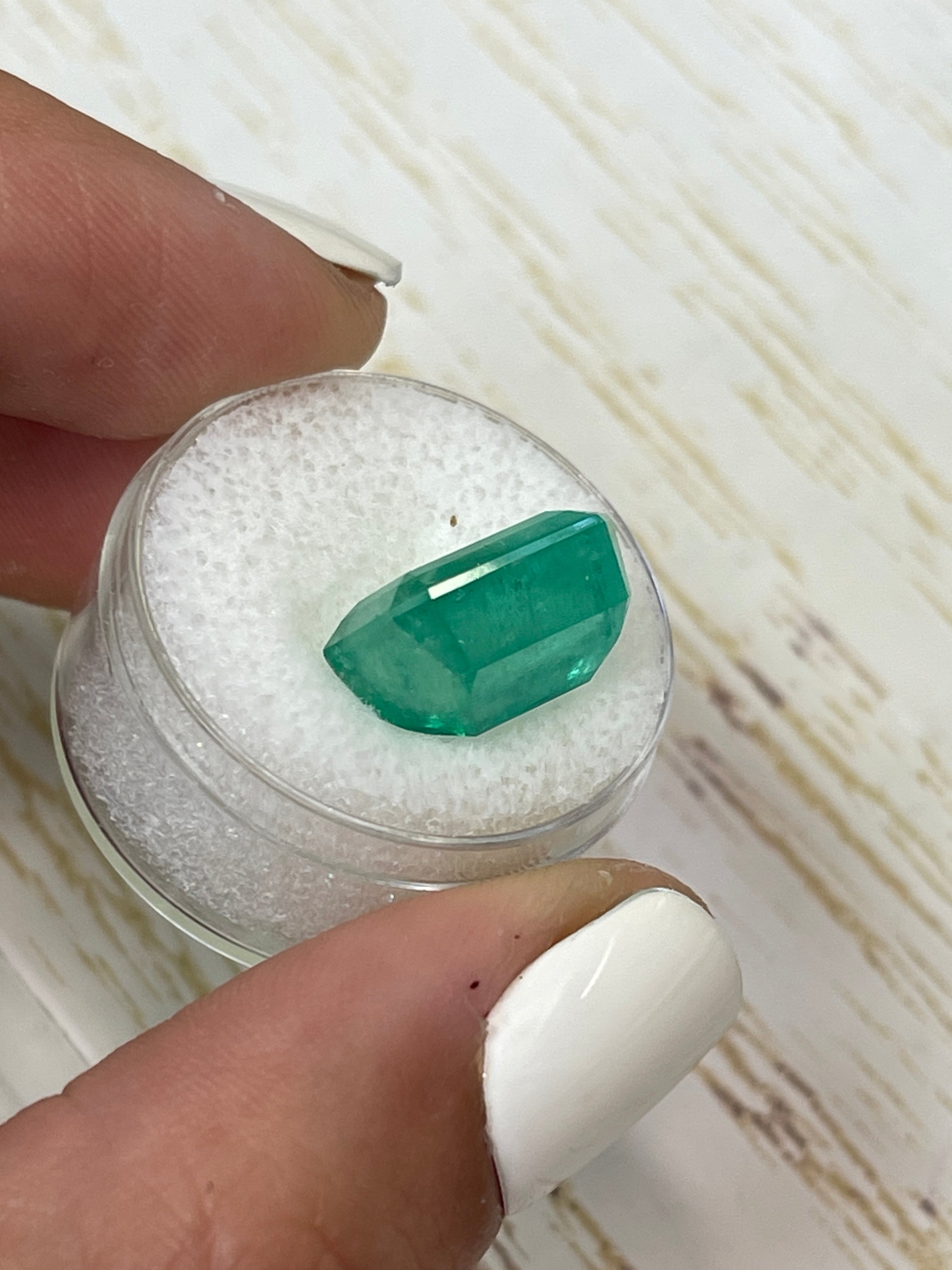 Genuine 10.03 Carat Colombian Emerald, Emerald Cut, Earthy Brick Green