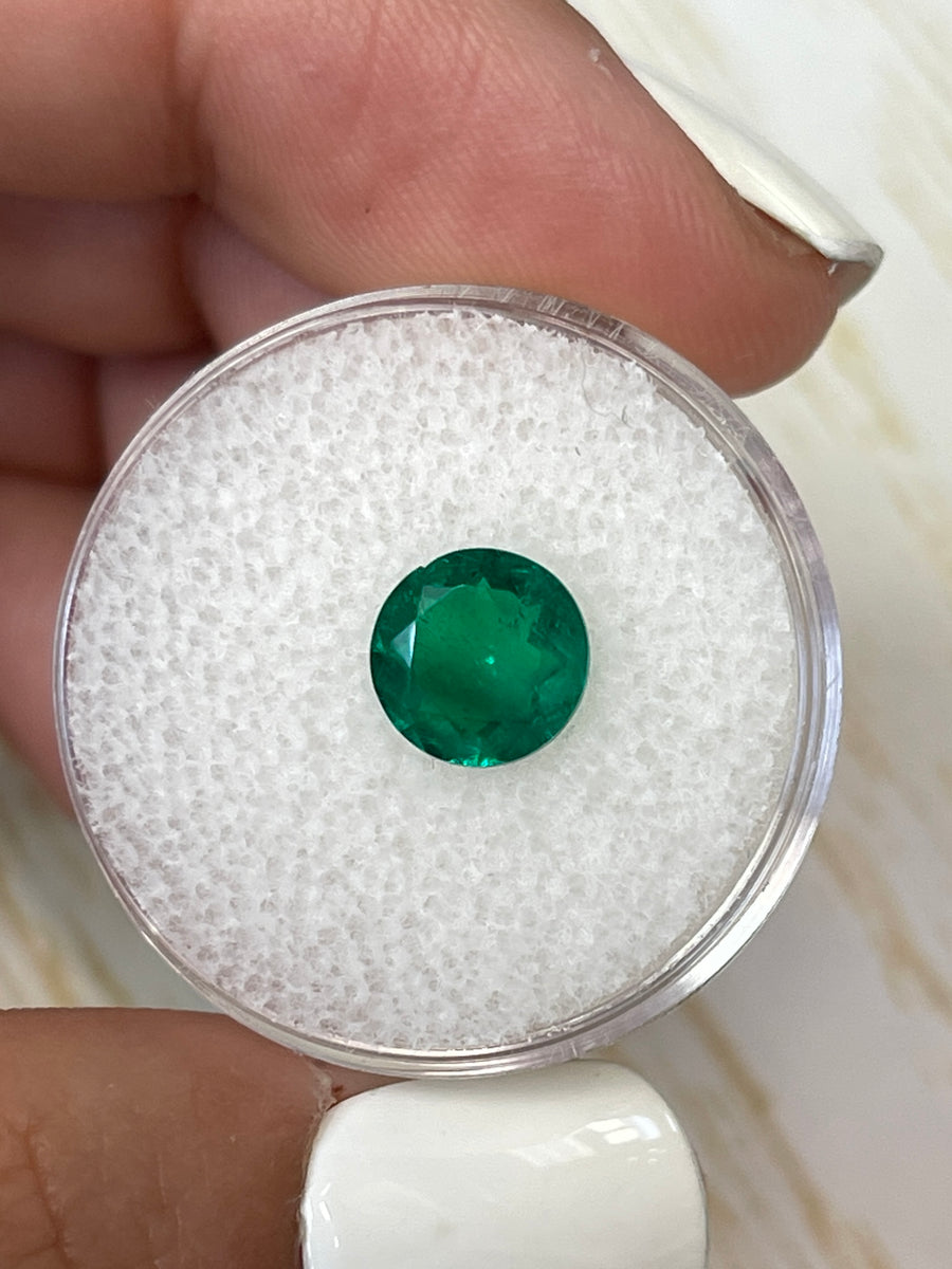 Deep Green Muzo Colombian Emerald - 1.38 Carat Round Gemstone