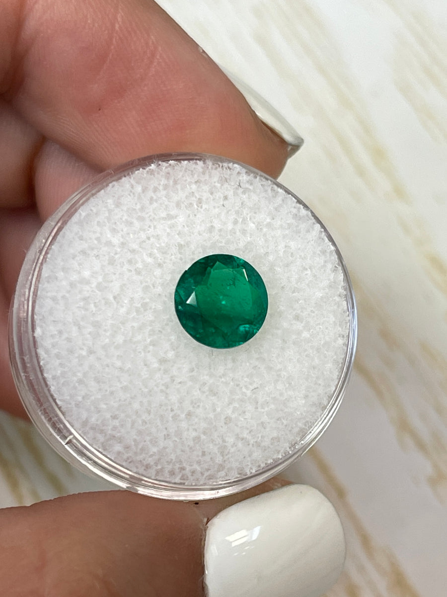 1.38 Carat Colombian Emerald - Vivid Green, Round Cut, Loose Stone