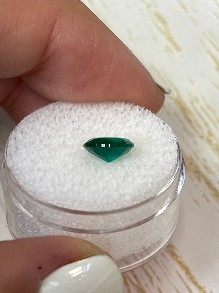Vivid Green Natural Emerald - 1.38 Carat Round Cut Loose Gem