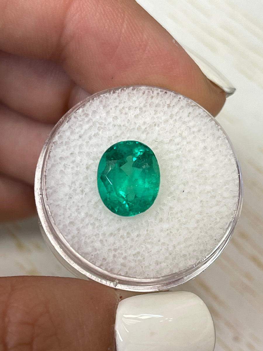 Natural Loose Colombian Emerald - 3.07 Carat Oval Cut
