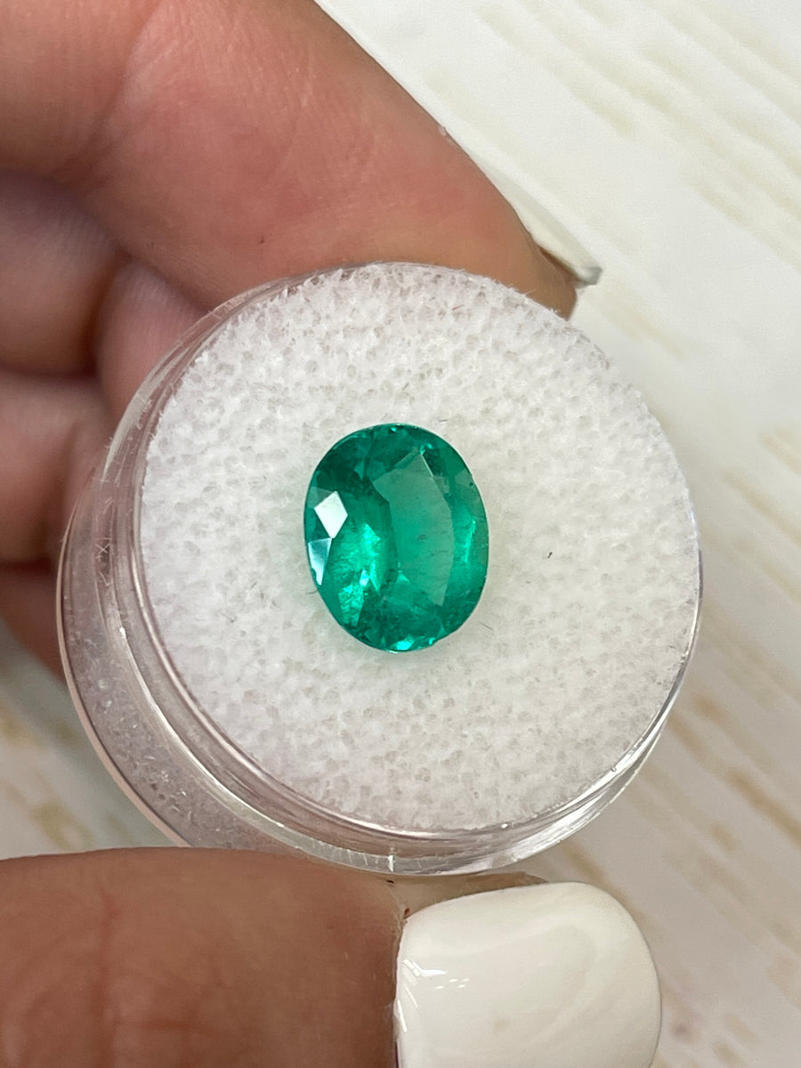 3.07 Carat Muzo Green Emerald - Oval Shaped Gemstone
