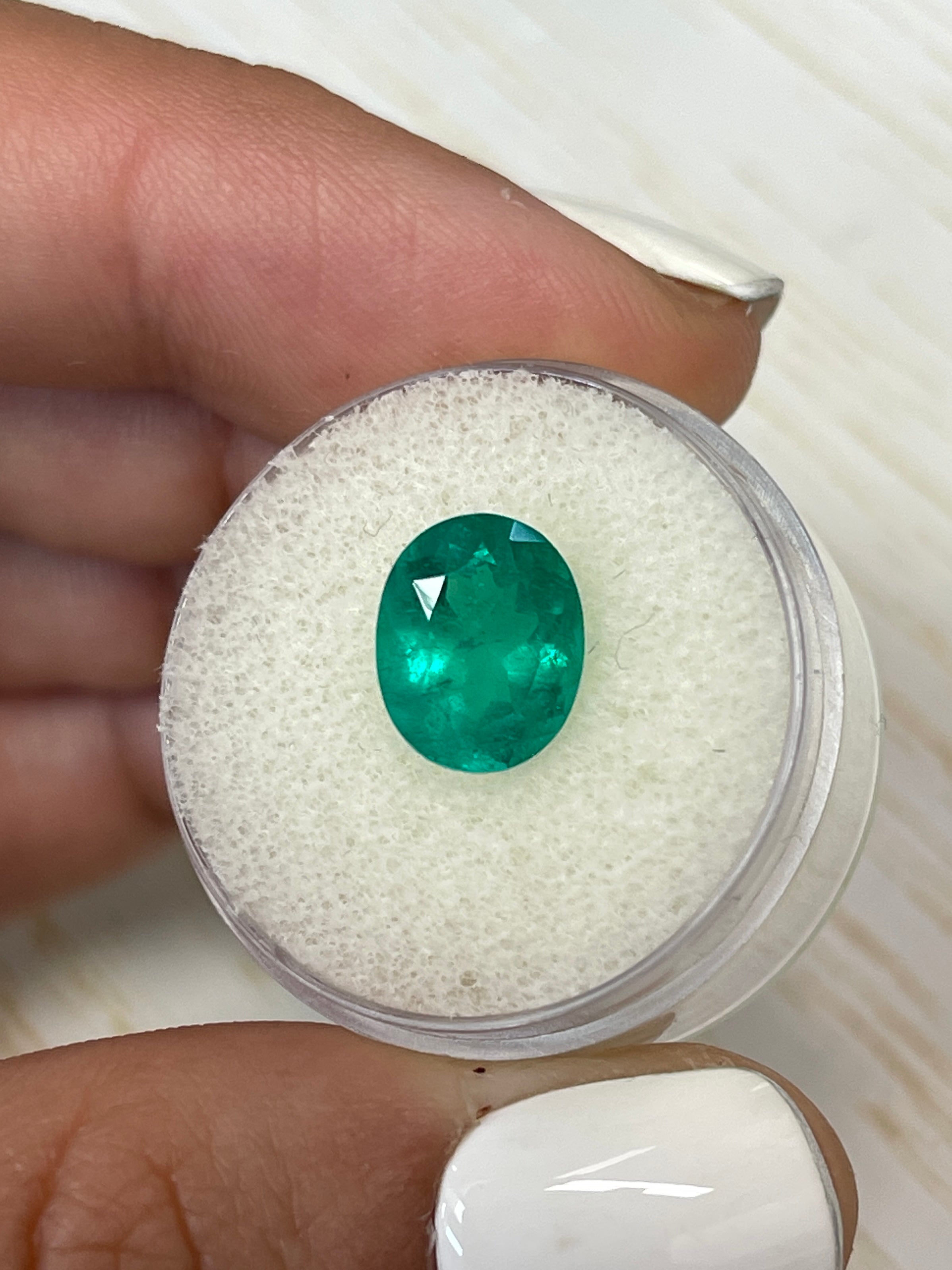 Oval Cut 3.19 Carat Muzo Green Colombian Emerald