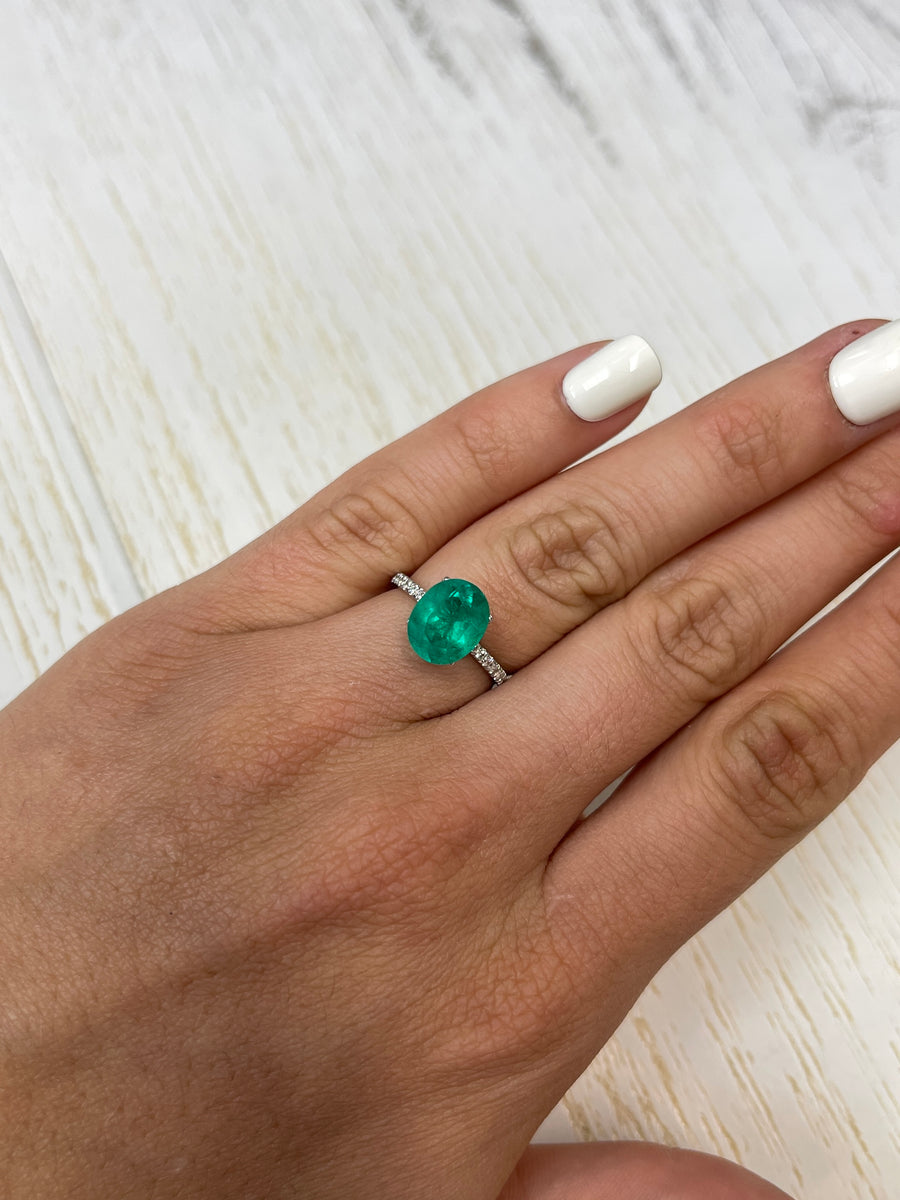 3.19 Carat Muzo Green Emerald - Oval Cut Gemstone