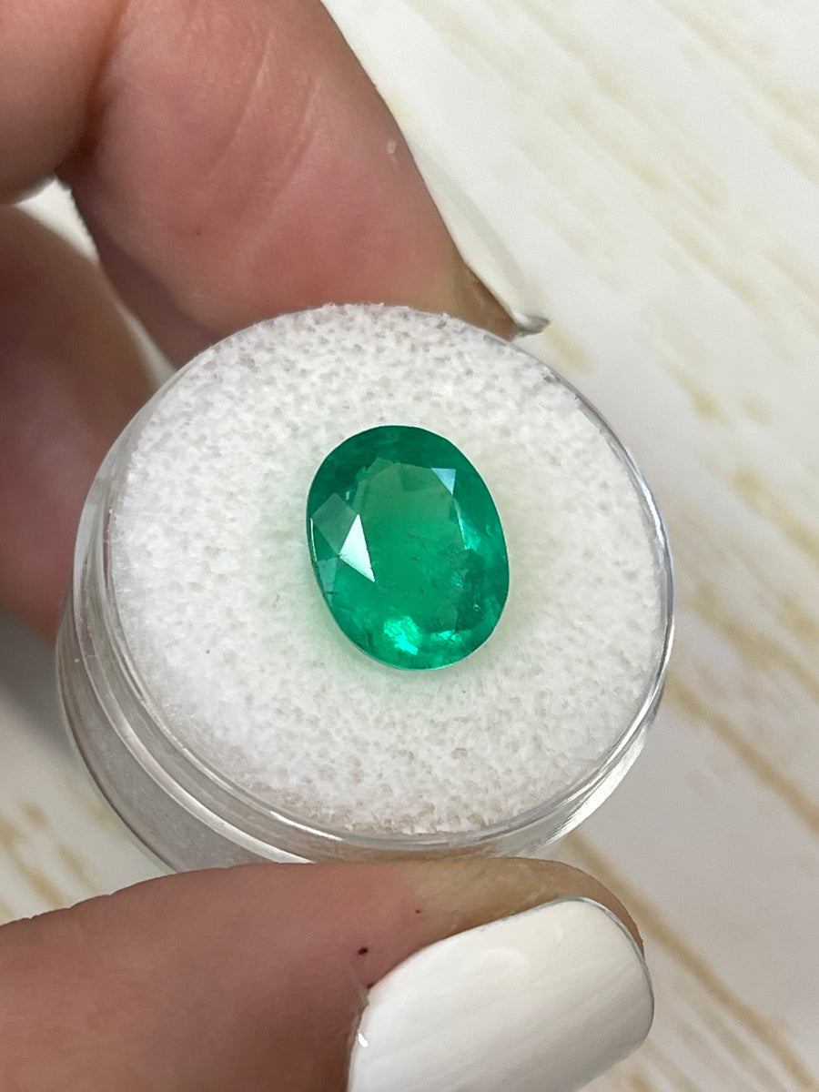 Natural Colombian Emerald - 4.04 Carats, Oval-Cut, Yellowish Green Hue