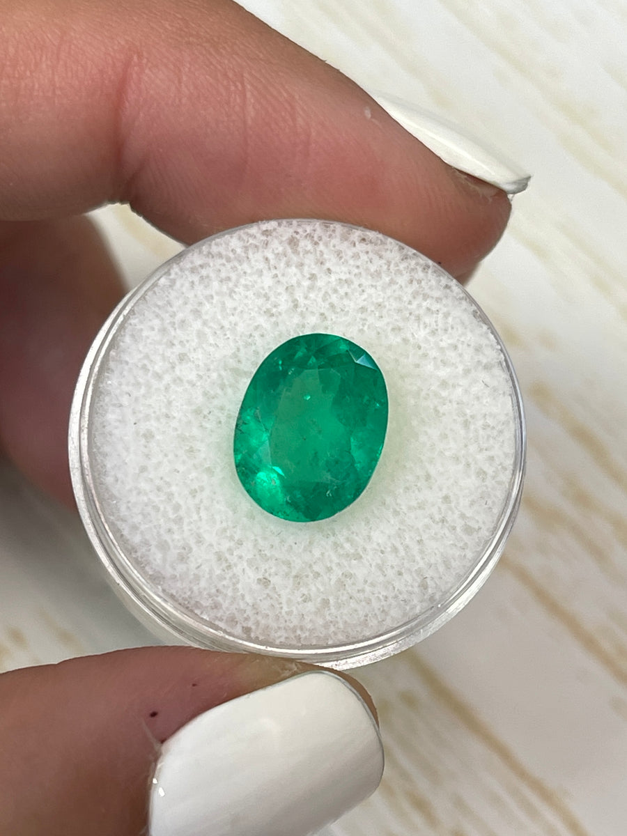Yellow-Green Oval Colombian Emerald - 4.04 Carats, Loose and Natural