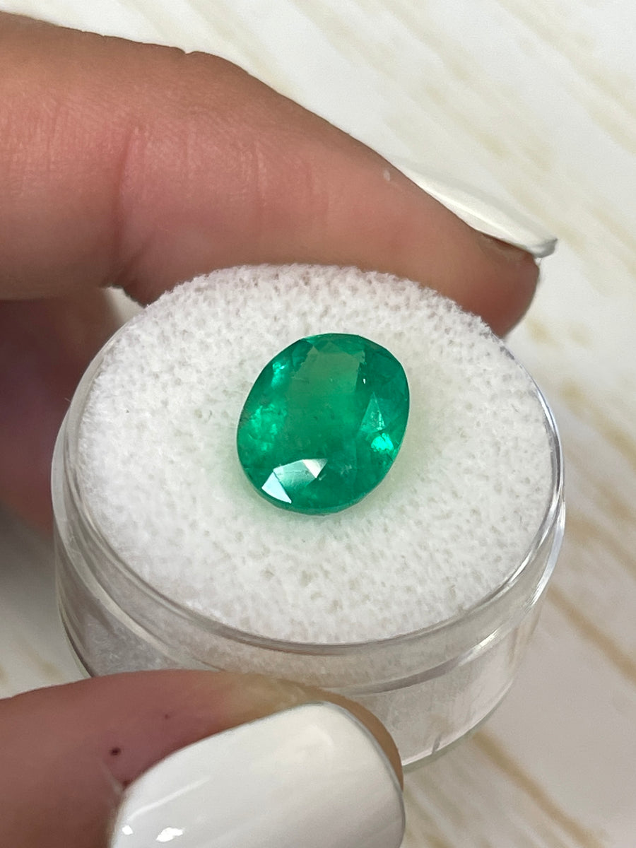 Earthy Green Oval Cut Colombian Emerald - 2.72 Carat Gem