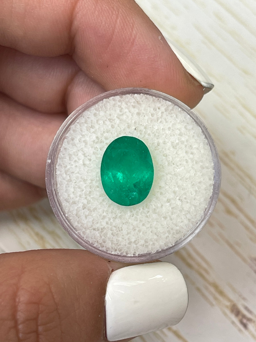 4.16 Carat Deep Green Natural Loose Colombian Emerald-Oval Cut
