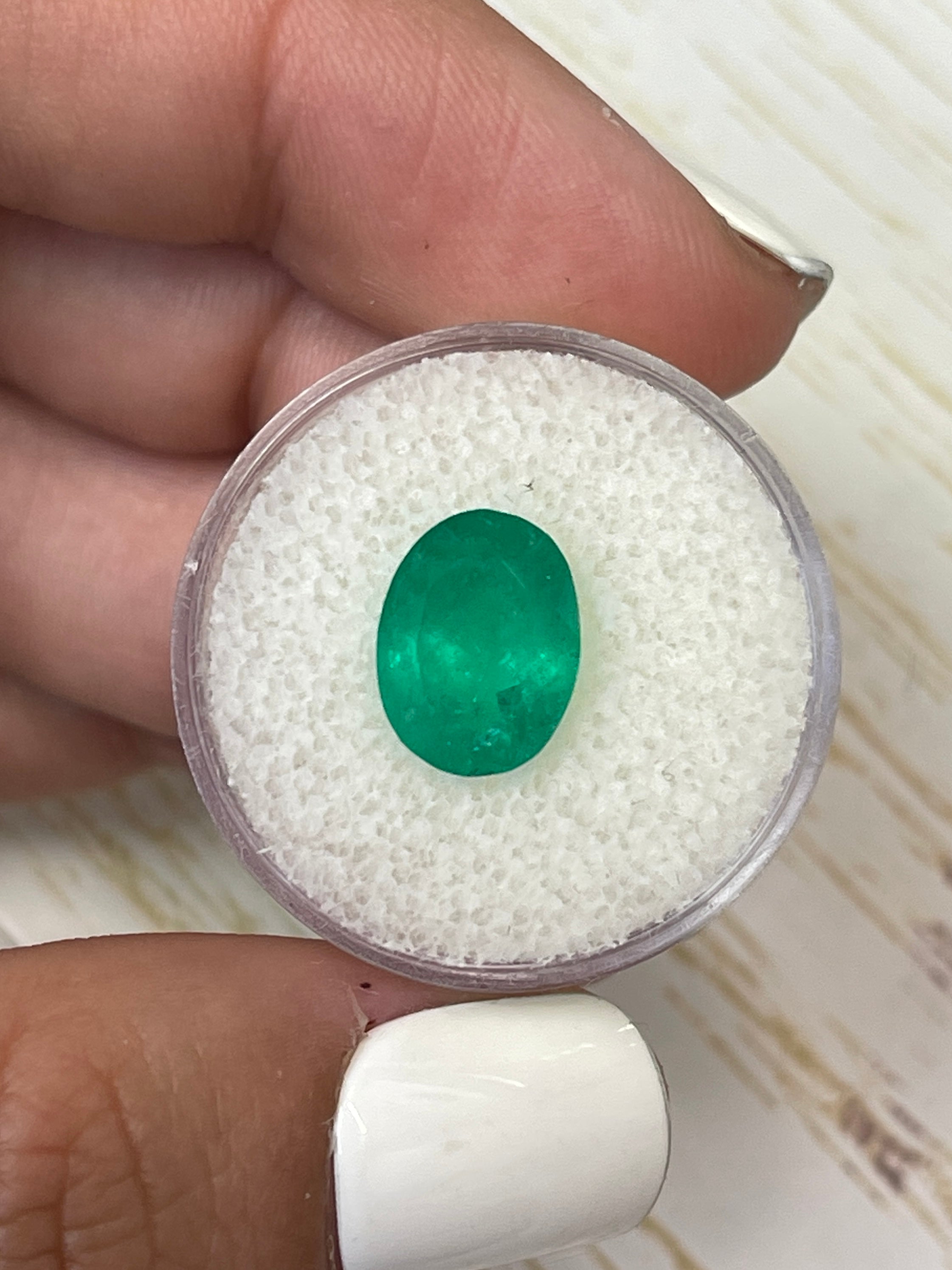 Deep Green 4.16 Carat Colombian Emerald - Oval Shape